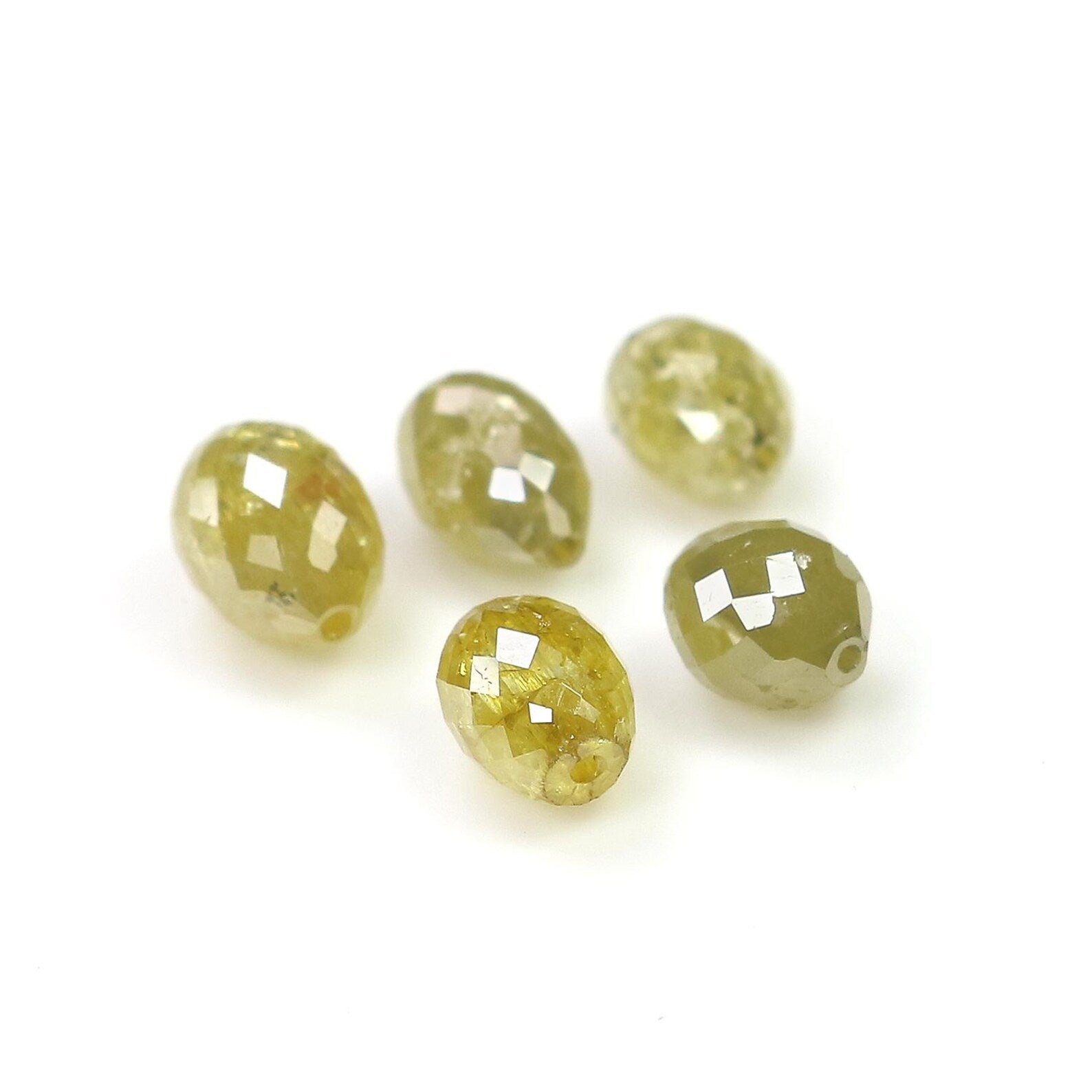 3.05 CT Natural Loose Egg Shape Bead Diamond Yellow Color Bead Diamond 4.75 MM Natural Loose Yellow Color Egg Shape Rose Cut Diamond NQ1783