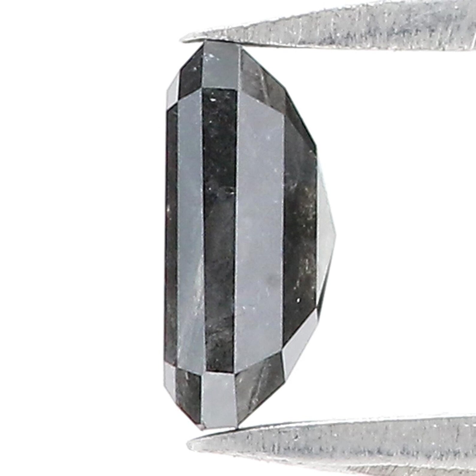 0.84 CT Natural Loose Emerald Shape Diamond Salt And Pepper Emerald Cut Diamond 6.20 MM Black Grey Color Emerald Rose Cut Diamond QN257