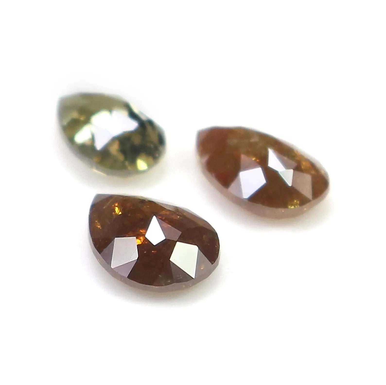 1.07 Ct Natural Loose Pear Shape Diamond Brown Green Color Pear Cut Diamond 5.30 MM Natural Brown Green Color Pear Rose Cut Diamond NQ1053
