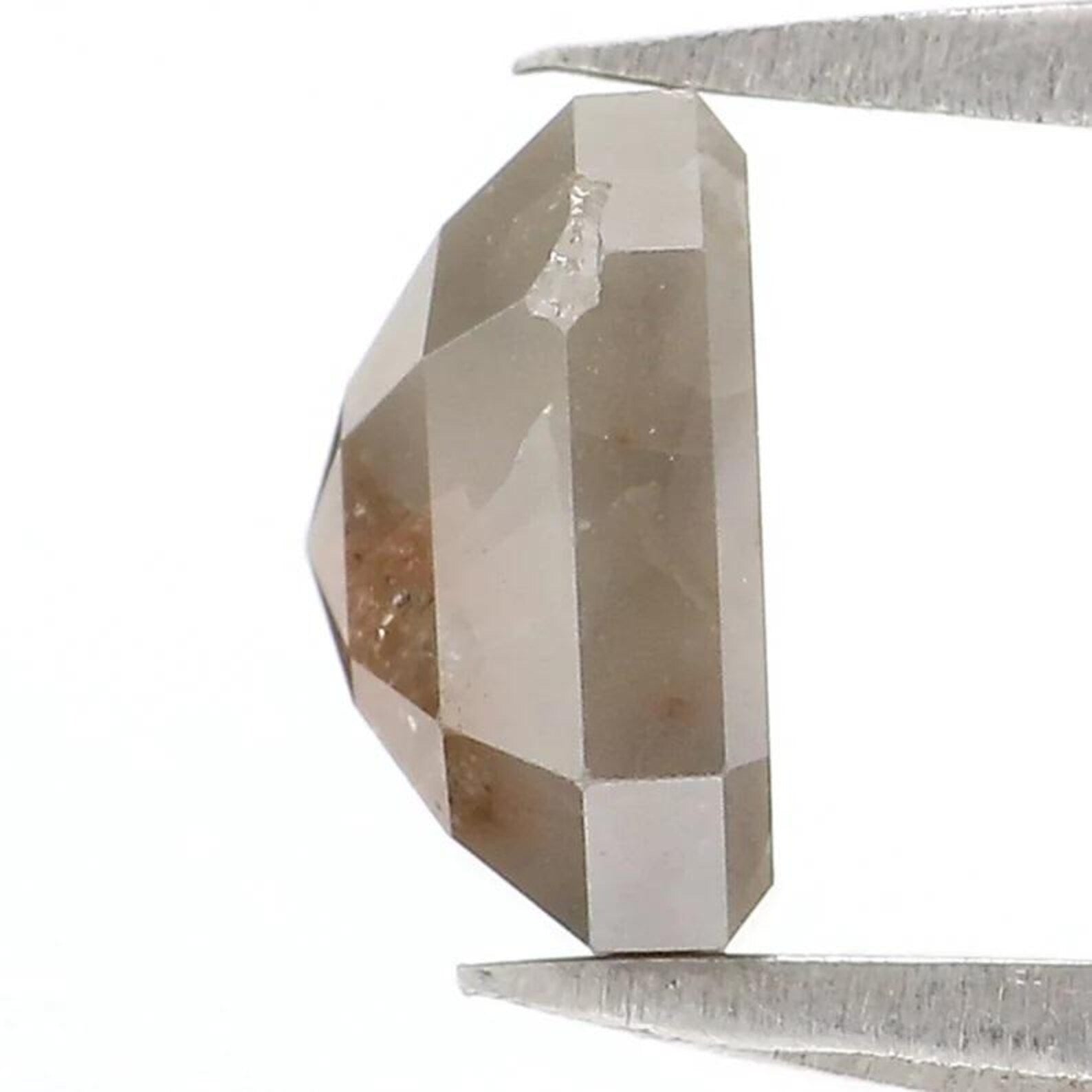 1.42 CT Natural Loose Emerald Shape Diamond Grey Color Emerald Diamond 6.80 MM Natural Loose Brown Color Emerald Rose Cut Diamond NQ2437