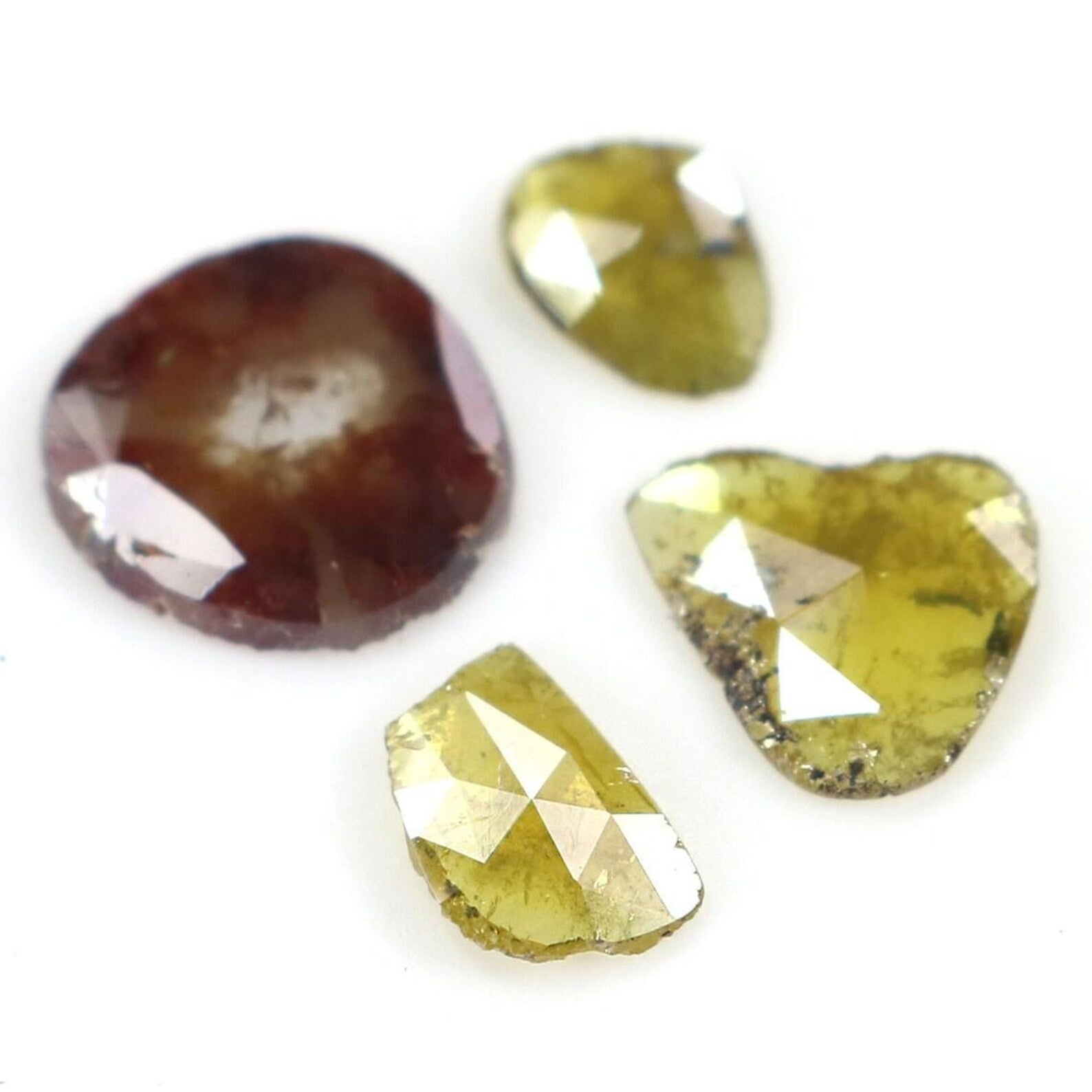 1.23 Ct Natural Loose Slice Shape Diamond Yellow Color Slice Diamond 5.15 MM Natural Loose Diamond Brown Color Slice Rose Cut Diamond NQ2090