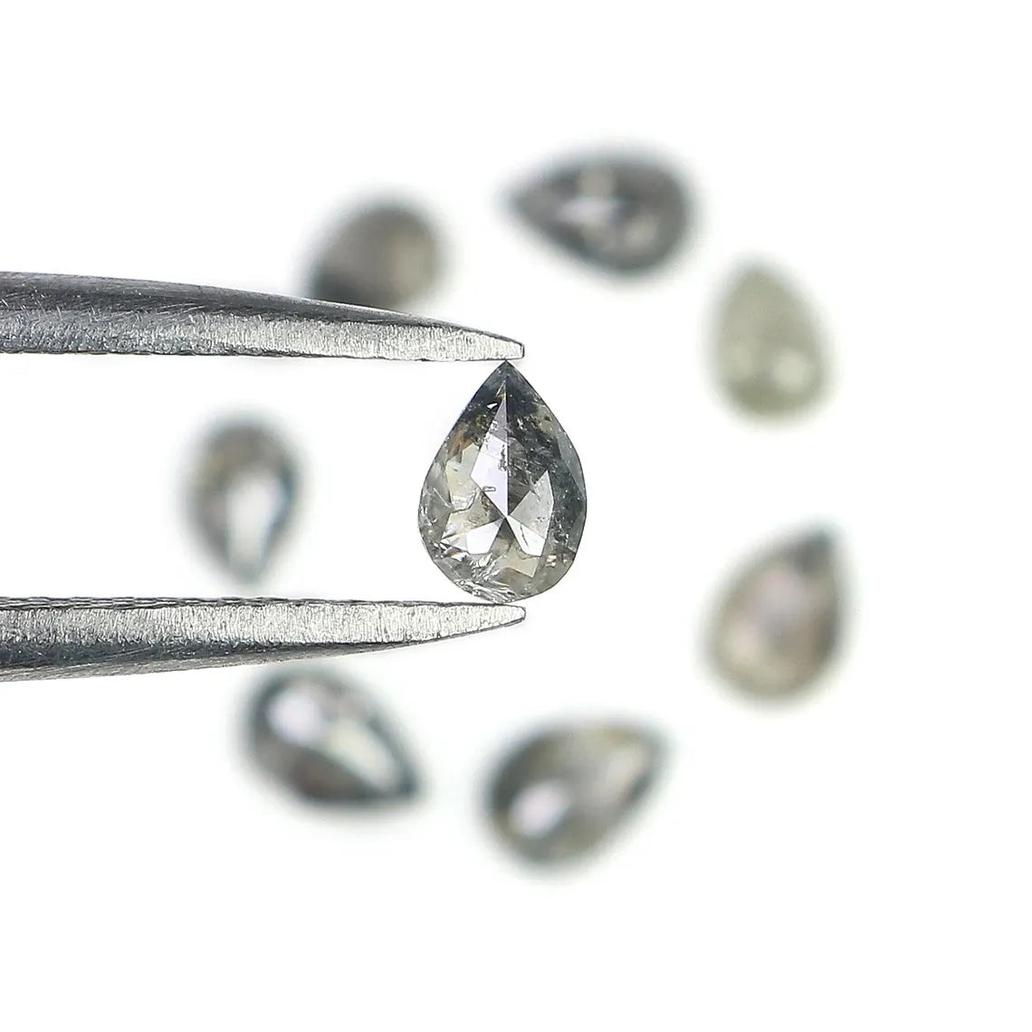 1.23 CT Natural Loose Pear Shape Diamond Salt And Pepper Pear Diamond 3.85 MM Natural Loose Black Gray Color Pear Rose Cut Diamond NQ1894