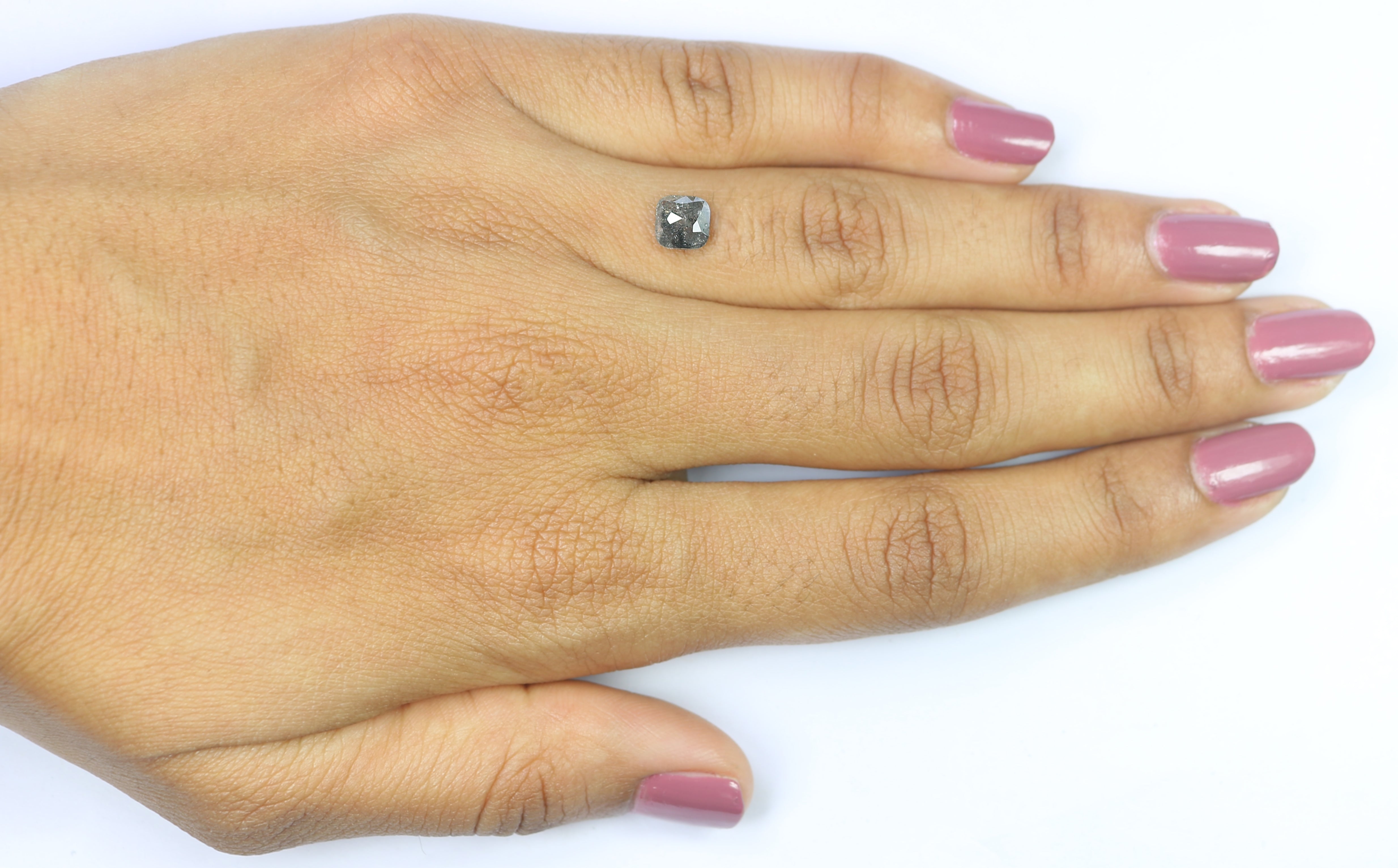1.02 CT Natural Loose Cushion Shape Diamond Salt And Pepper Cushion Shape Diamond 5.65 MM Black Grey Color Cushion Rose Cut Diamond LQ1219