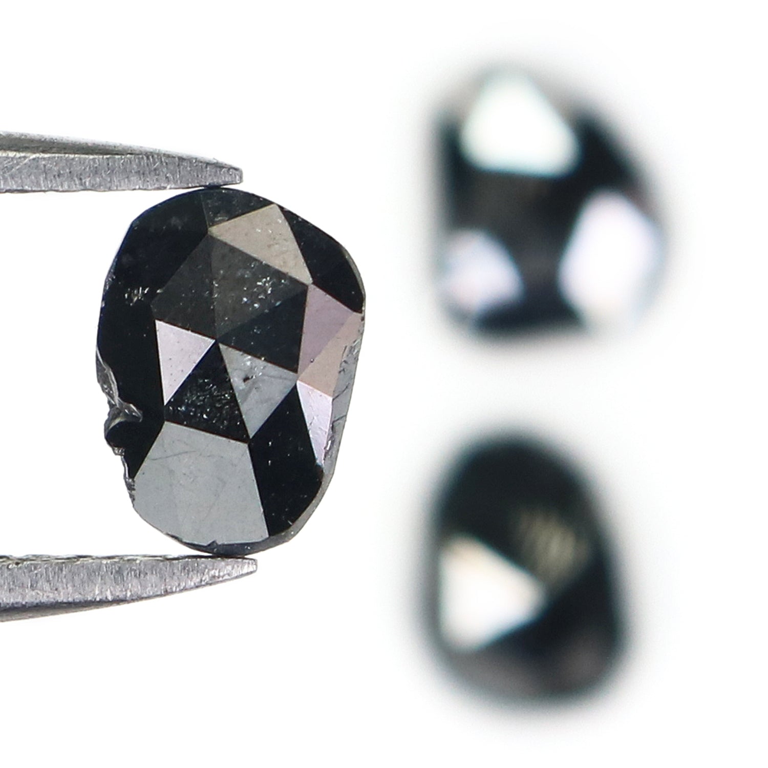 1.27 CT Natural Loose Slice Shape Diamond Black Color Slice Cut Diamond 6.65 MM Natural Loose Black Color Slice Rose Cut Diamond LQ2713