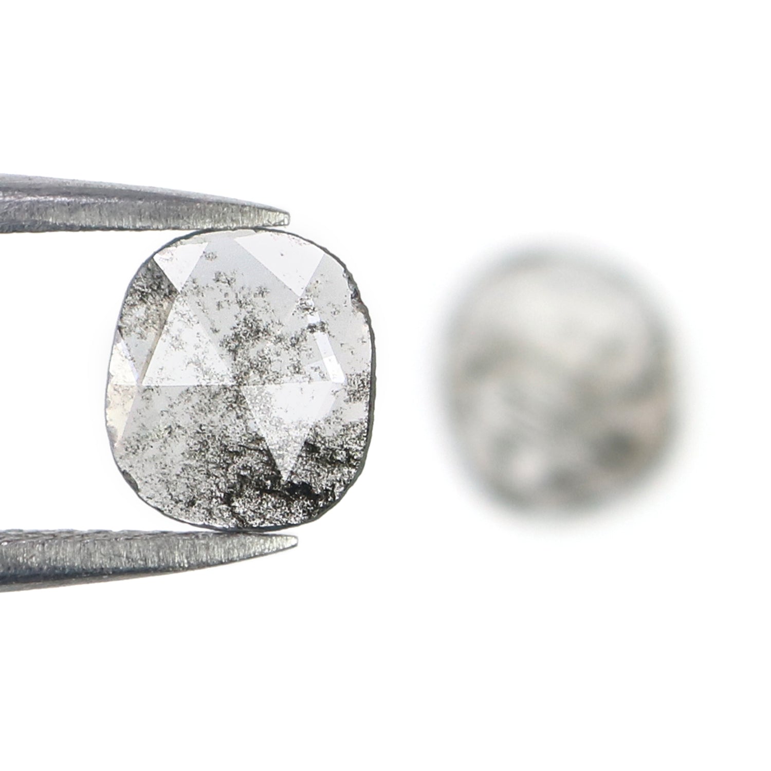 0.70 CT Natural Loose Slice Shape Diamond Salt And Pepper Slice Uncut Diamond 7.35 MM Natural Black Grey Color Slice Rose Cut Diamond N2643