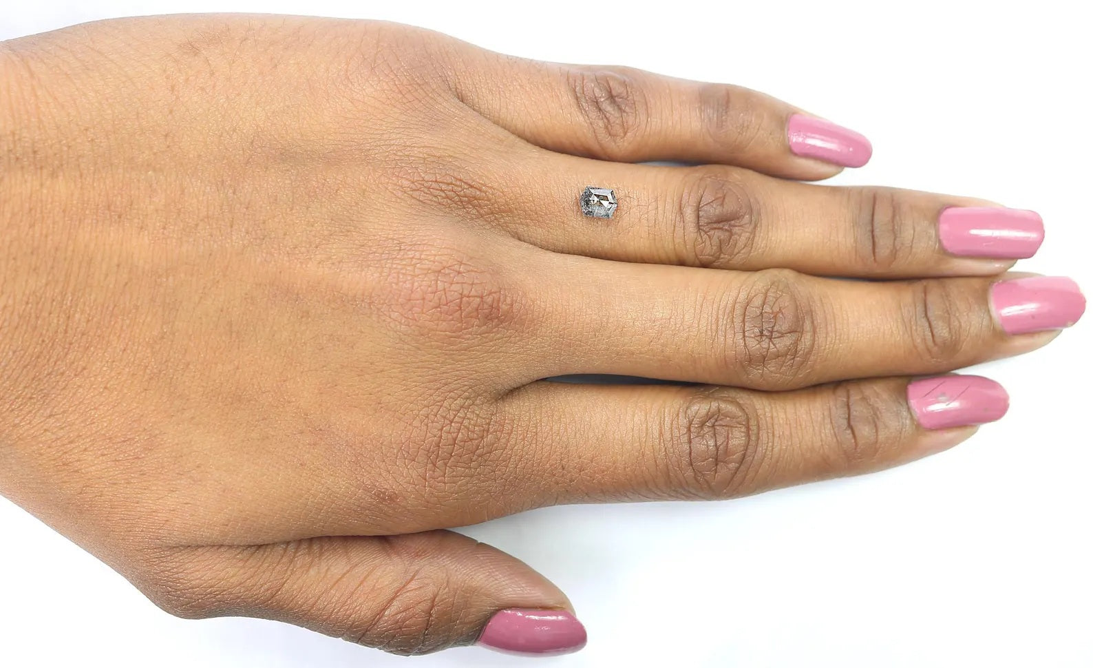 0.55 Ct Natural Loose Hexagon Shape Diamond Salt And Pepper Hexagon Diamond 5.50 MM Natural Black Grey Color Hexagon Rose Cut Diamond QN1481