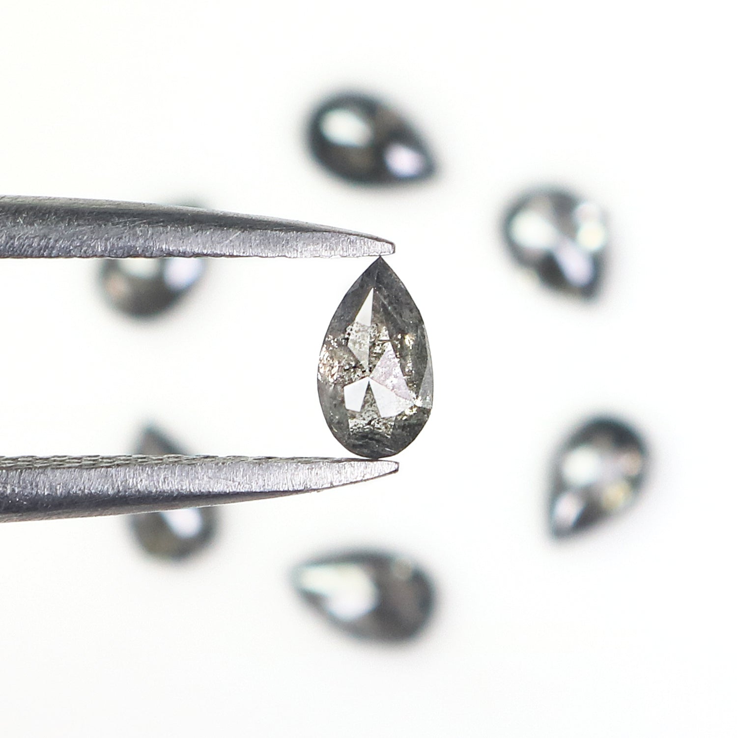 1.07 CT Natural Loose Pear Shape Diamond Salt And Pepper Pear Cut Diamond 3.90 MM Natural Loose Black Grey Color Pear Rose Cut Diamond L1279