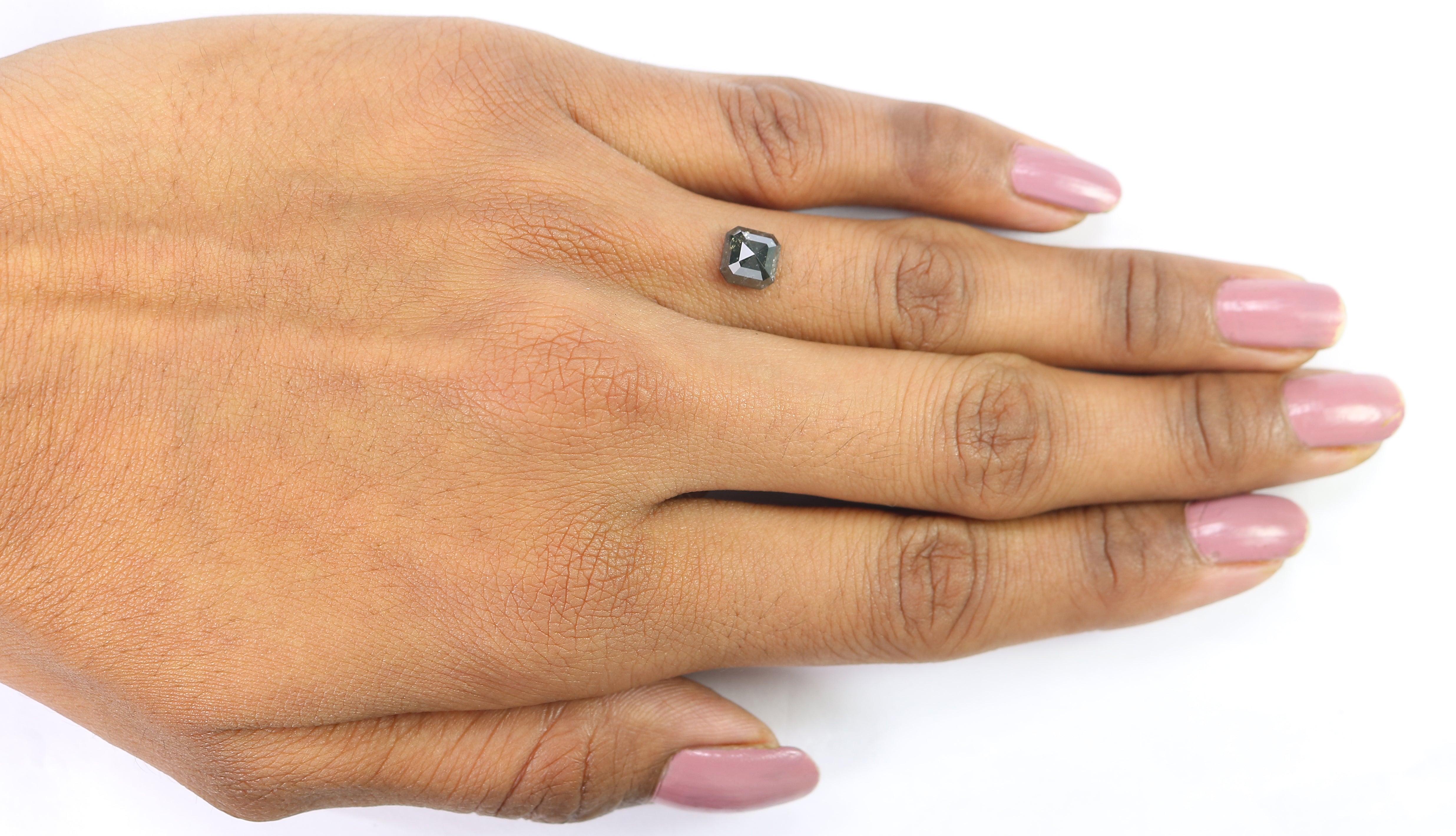 1.04 CT Natural Loose Emerald Shape Diamond Salt And Pepper Emerald Shape Diamond 5.85 MM Black Grey Color Emerald Rose Cut Diamond QK1942