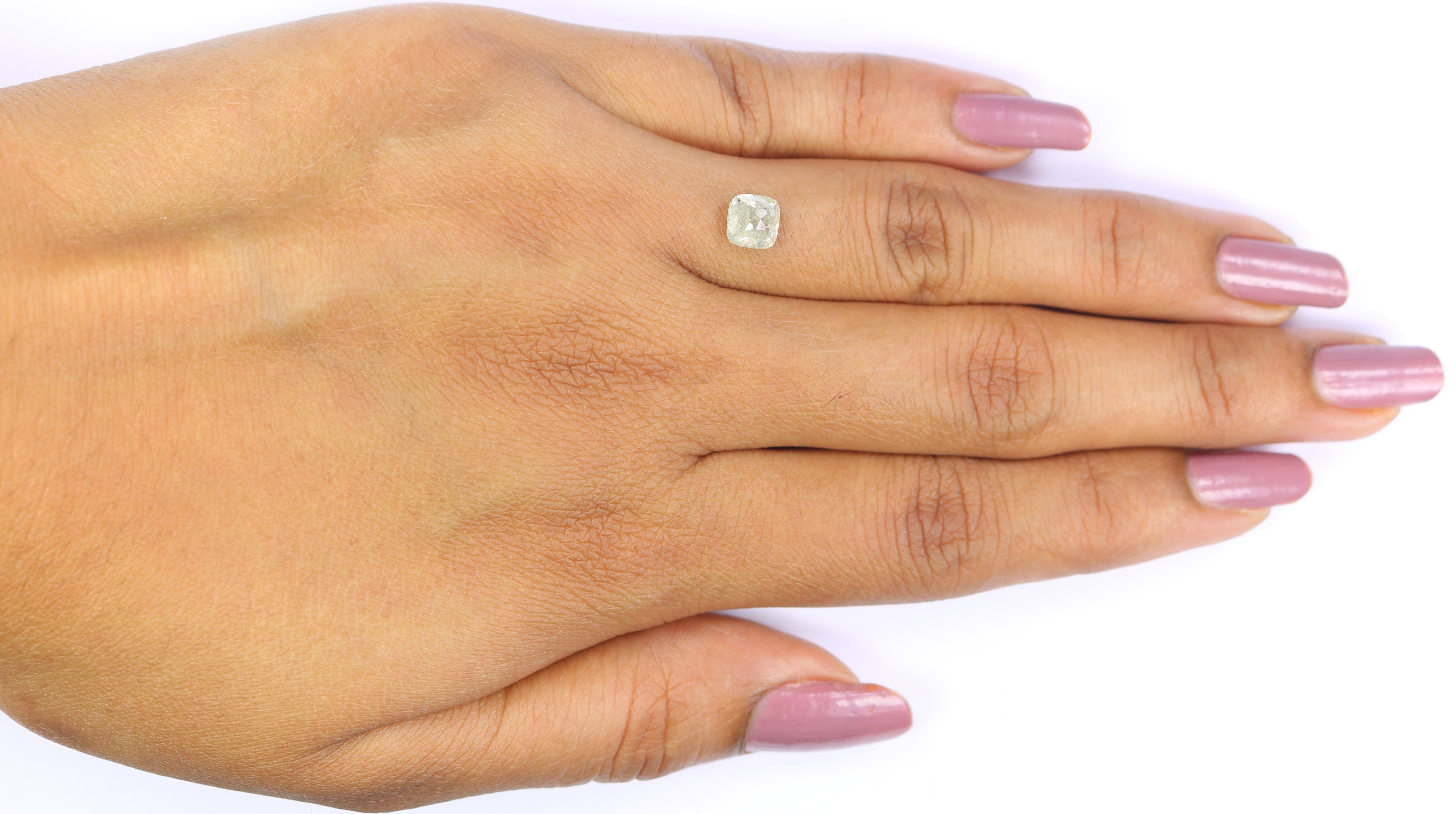 1.06 CT Natural Loose Cushion Shape Diamond Salt And Pepper Cushion Rose Cut Diamond 5.20 MM Natural Cushion Shape Grey Color Diamond QL5910