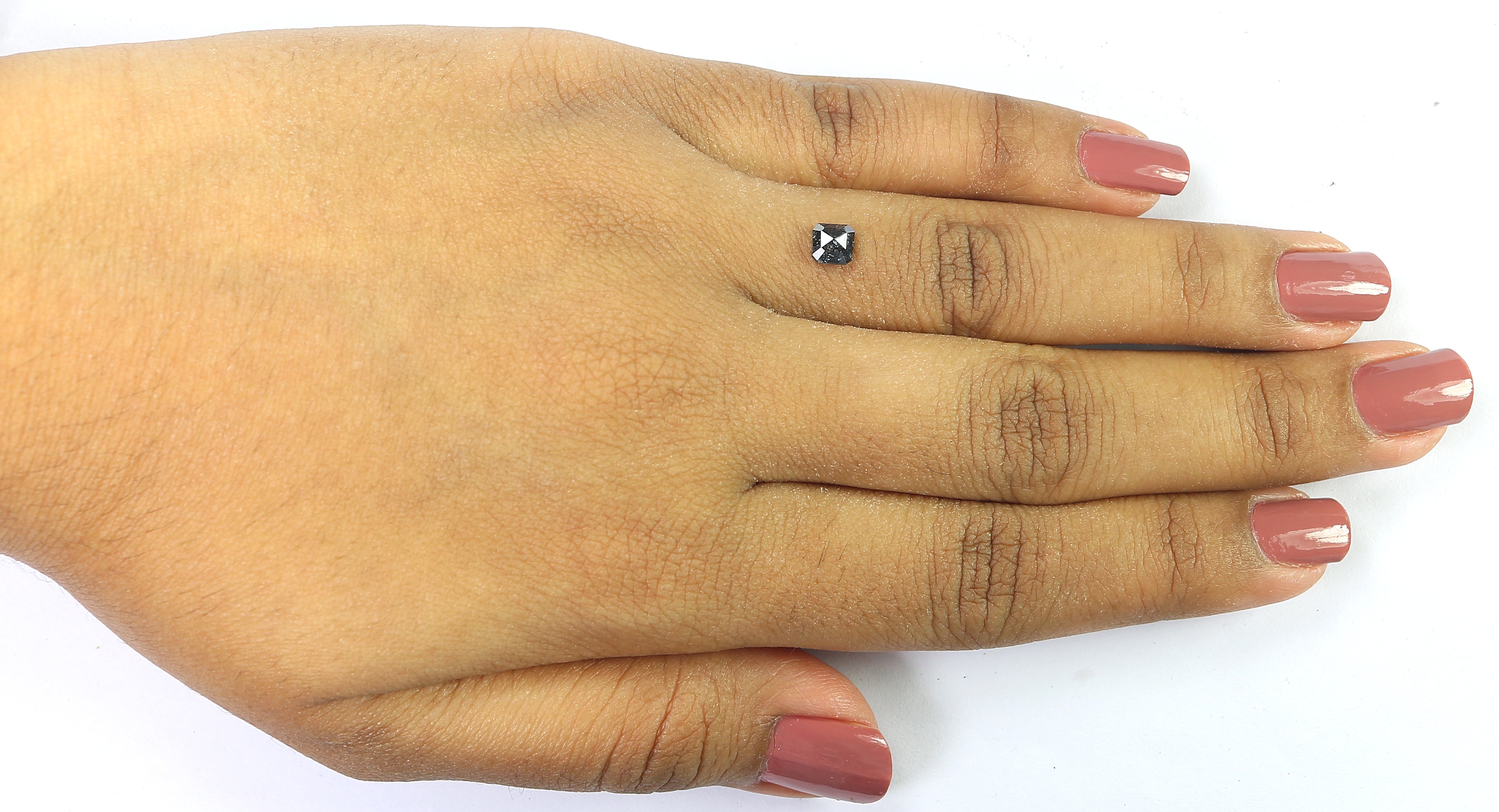 0.47 CT Natural Loose Emerald Shape Diamond Salt And Pepper Emerald Shape Diamond 4.50 MM Black Grey Color Emerald Rose Cut Diamond QL6853