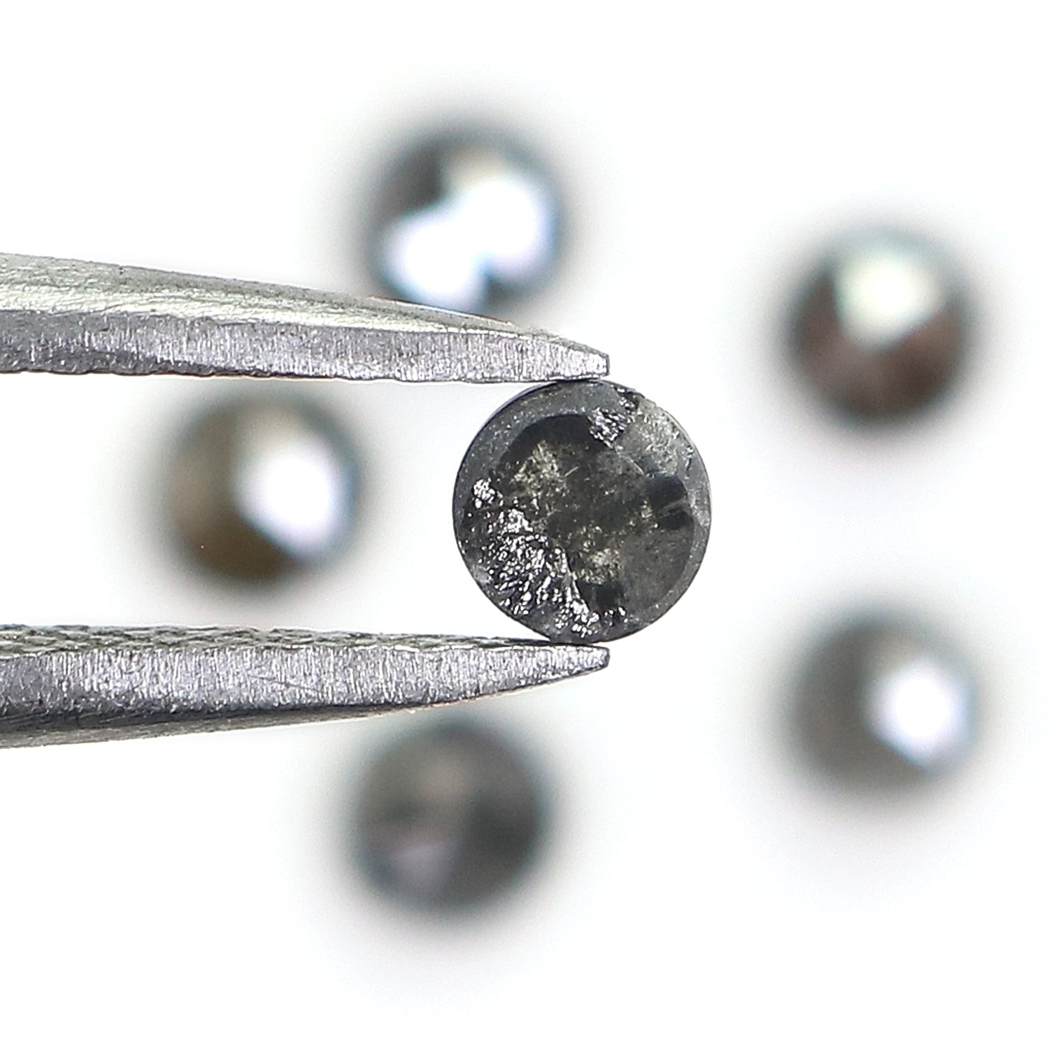 1.13 Ct Natural Loose Round Rose Cut Diamond Salt And Pepper Round Shape Diamond 3.15 MM Natural Black Grey Round Rose Cut Diamond KQ2557