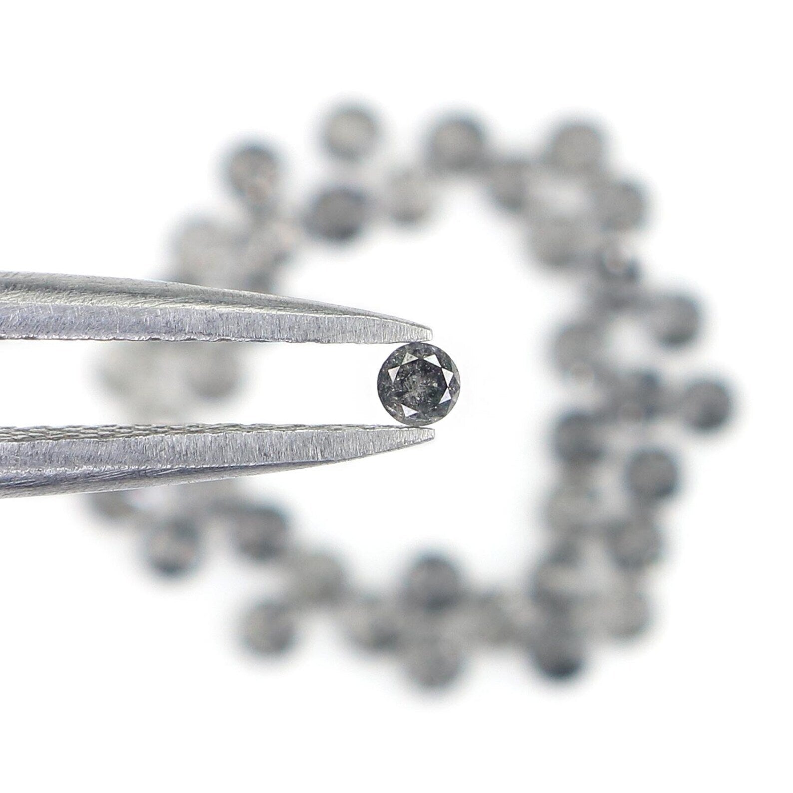 1.24 Ct Natural Loose Round Shape Diamond Salt And Pepper Round Diamond 1.90 MM Natural Black Grey Color Round Brilliant Cut Diamond NQ853