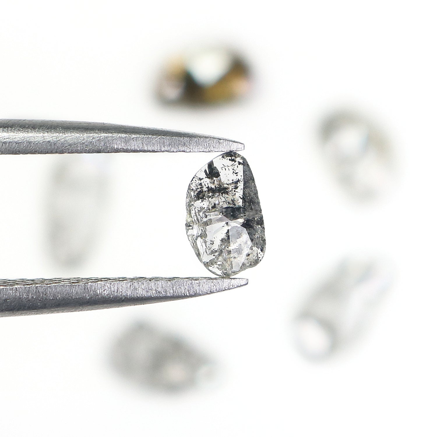 1.09 Ct Natural Loose Slice Shape Diamond Slice Salt And Pepper Diamond 5.25 MM Slice Natural Loose Diamond Slice Black Grey Diamond LQ2503