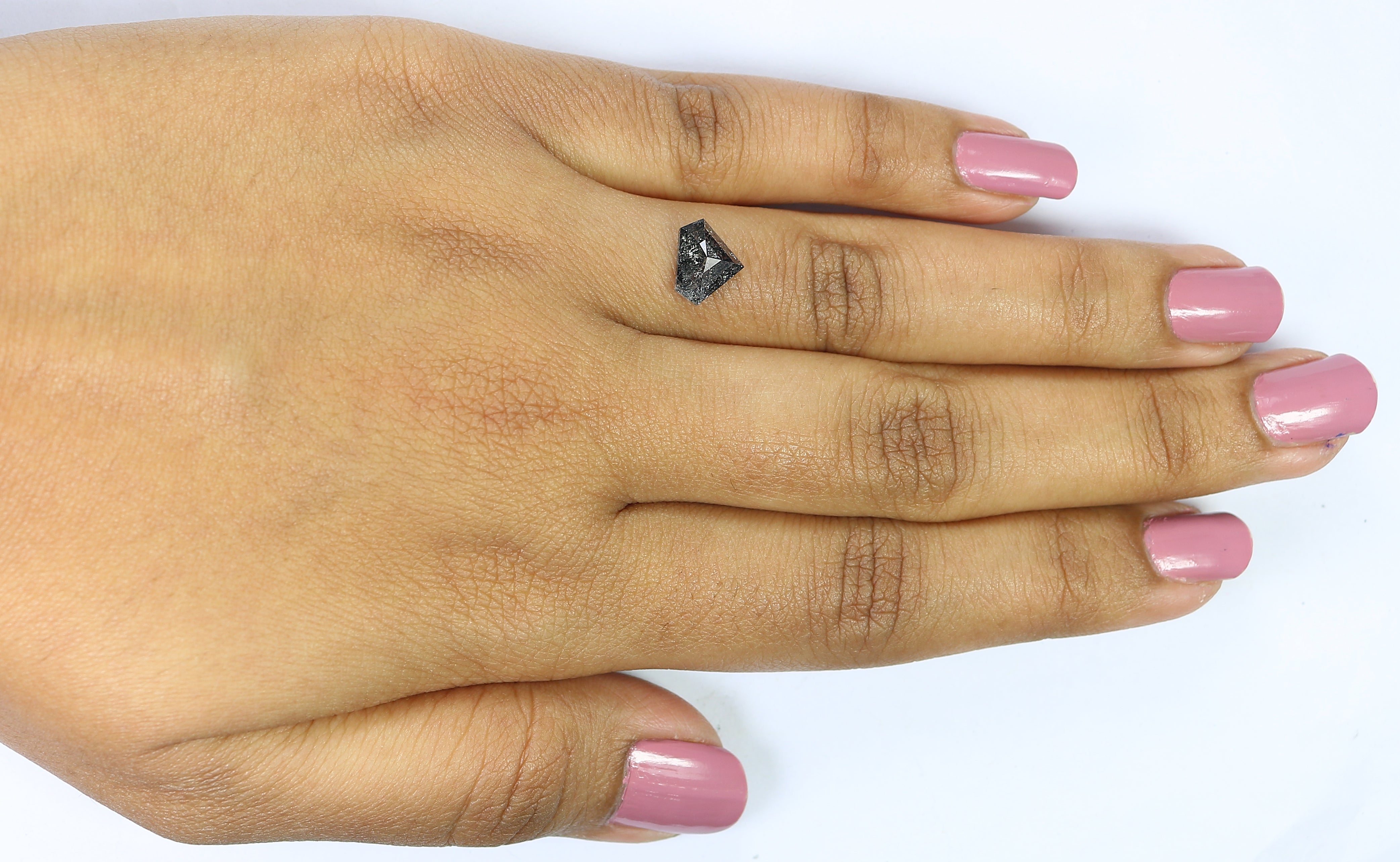 1.27 CT Natural Loose Shield Cut Diamond Black Grey Color Diamond 6.90 MM Natural Loose Diamond Salt And Pepper Shield Shape Diamond QL9278