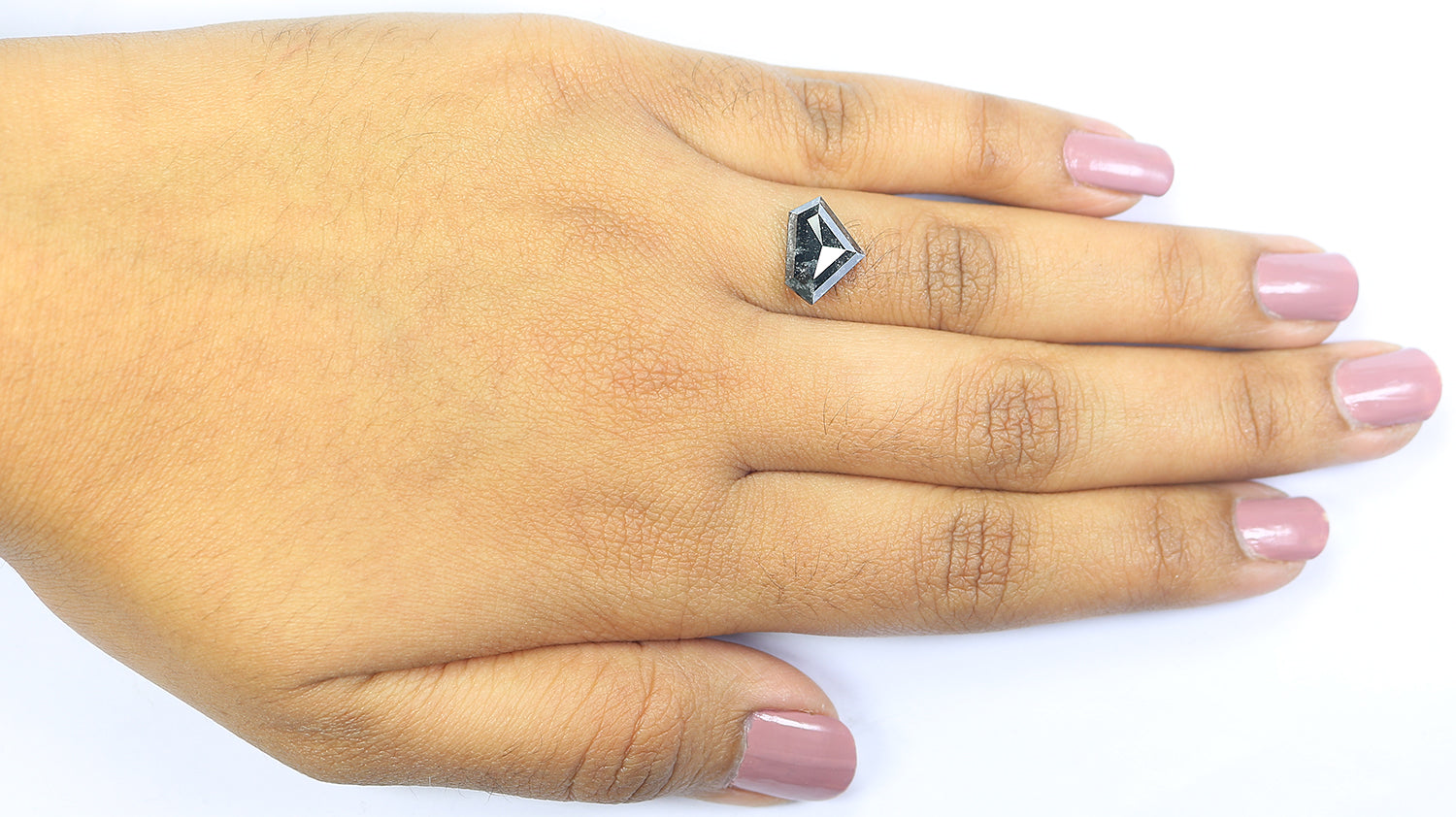 2.90 CT Natural Loose Shield Shape Diamond Salt And Pepper Shield Diamond 8.60 MM Natural Loose Black Color Shield Rose Cut Diamond QL1035