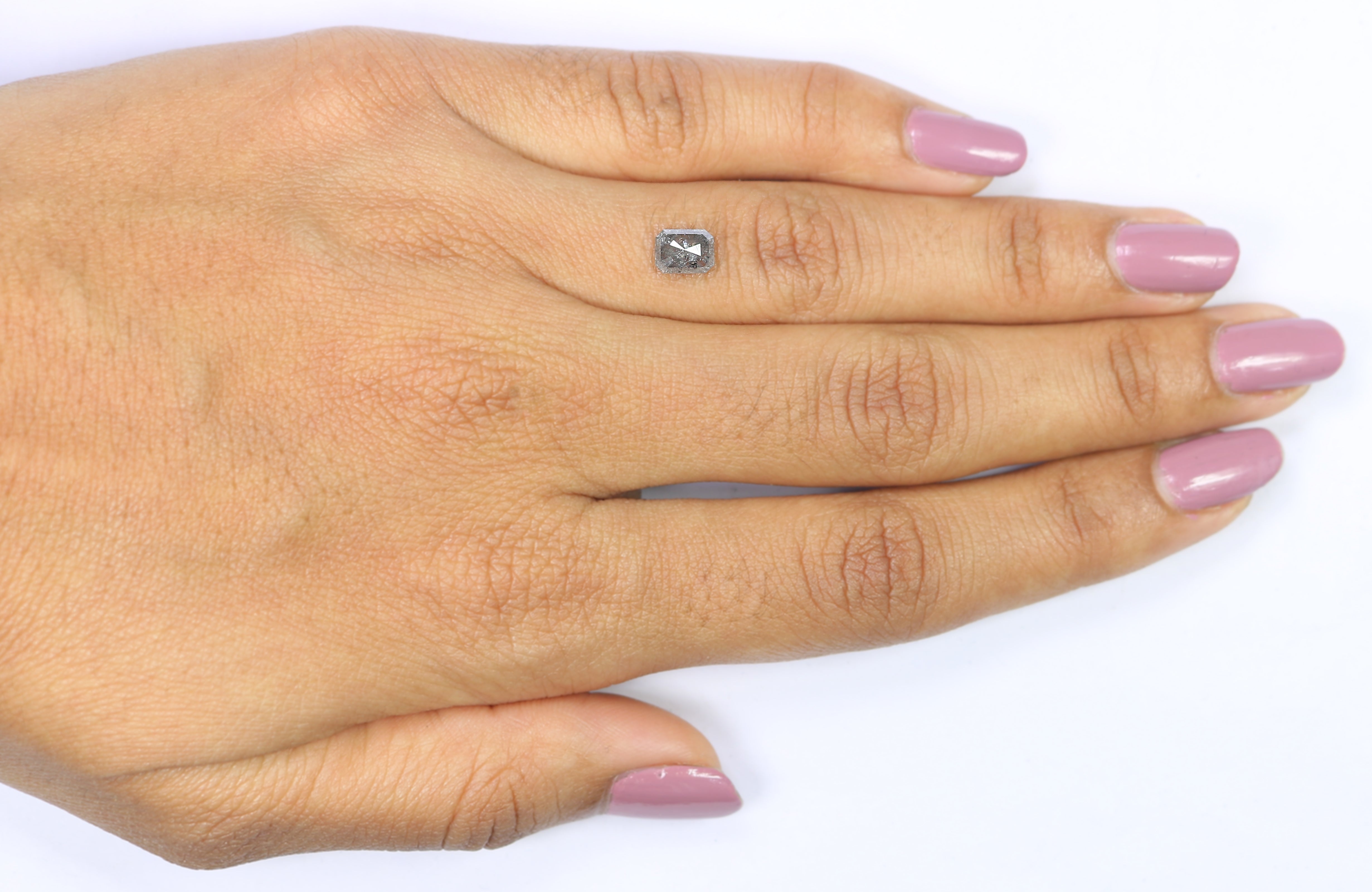 0.82 CT Natural Loose Emerald Shape Diamond Salt And Pepper Emerald Cut Diamond 6.10 MM Natural Black Grey Emerald Rose Cut Diamond LQ2003