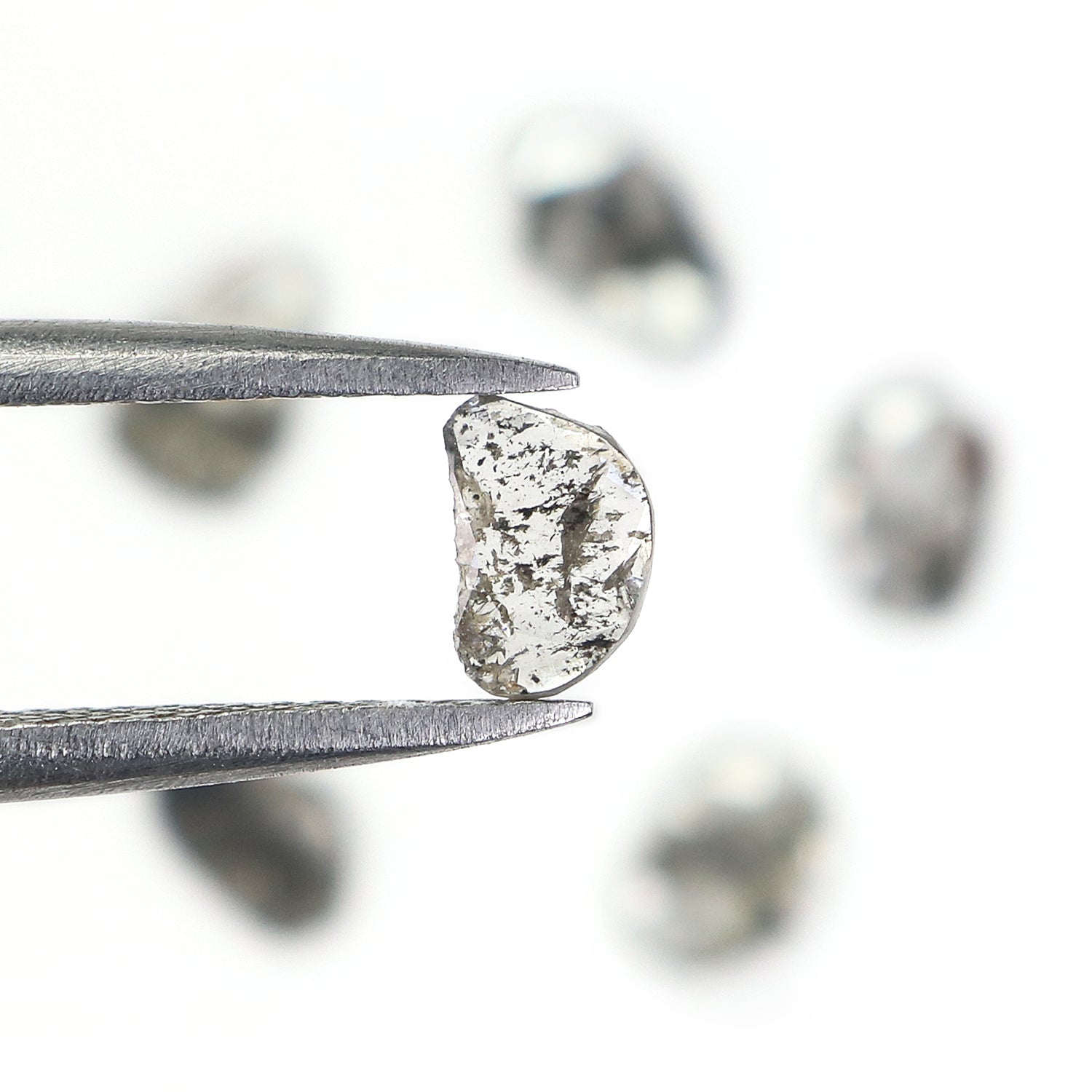 0.99 CT Natural Loose Slice Shape Diamond Salt And Pepper Slice Cut Diamond 5.70 MM Natural Black Grey Diamond Irregular Cut Diamond L3470