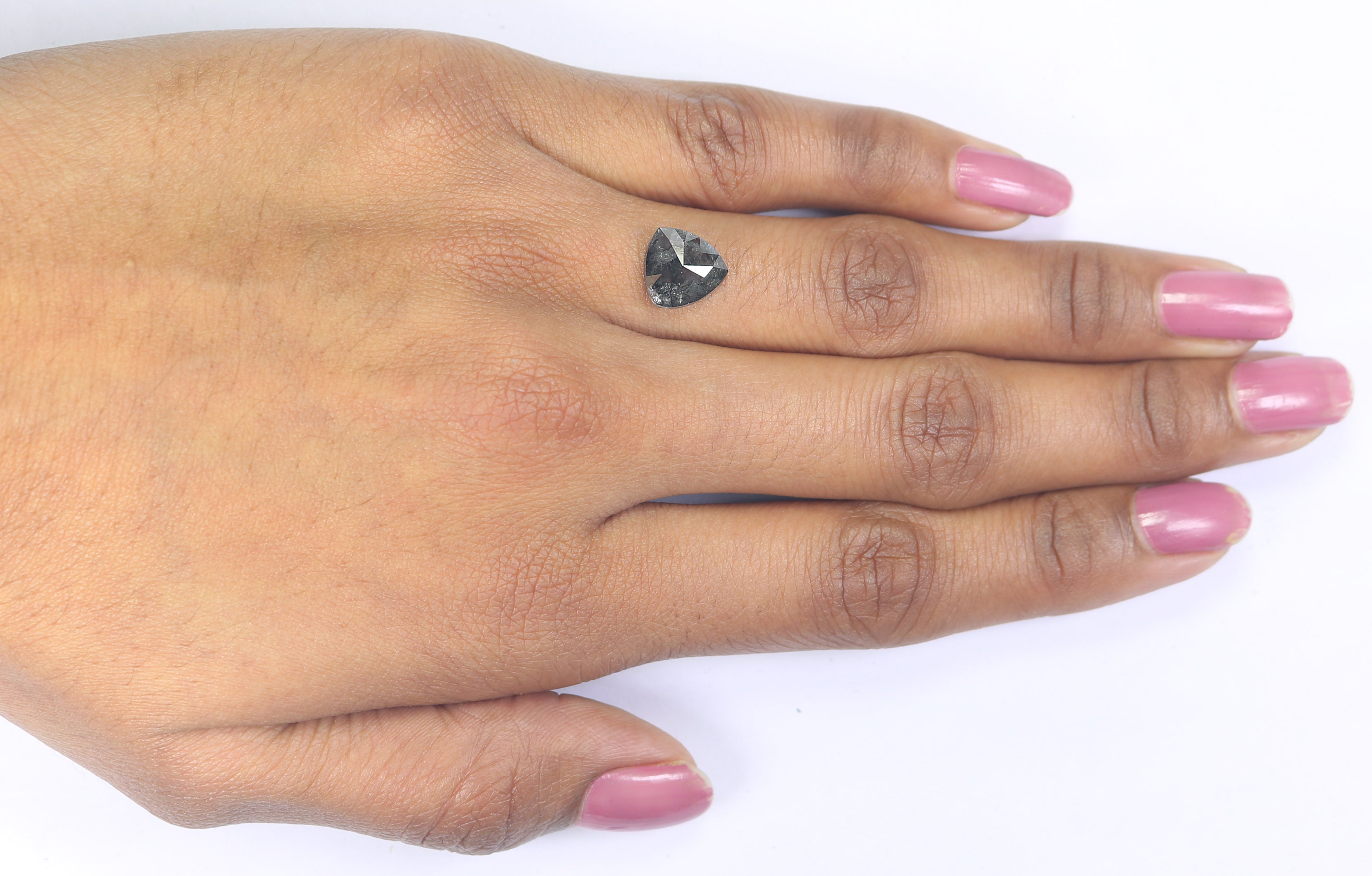 2.60 CT Natural Loose Triangle Shape Diamond Salt And Pepper Triangle Cut Diamond 9.15 MM Natural Black Grey Color Triangle Diamond L3503