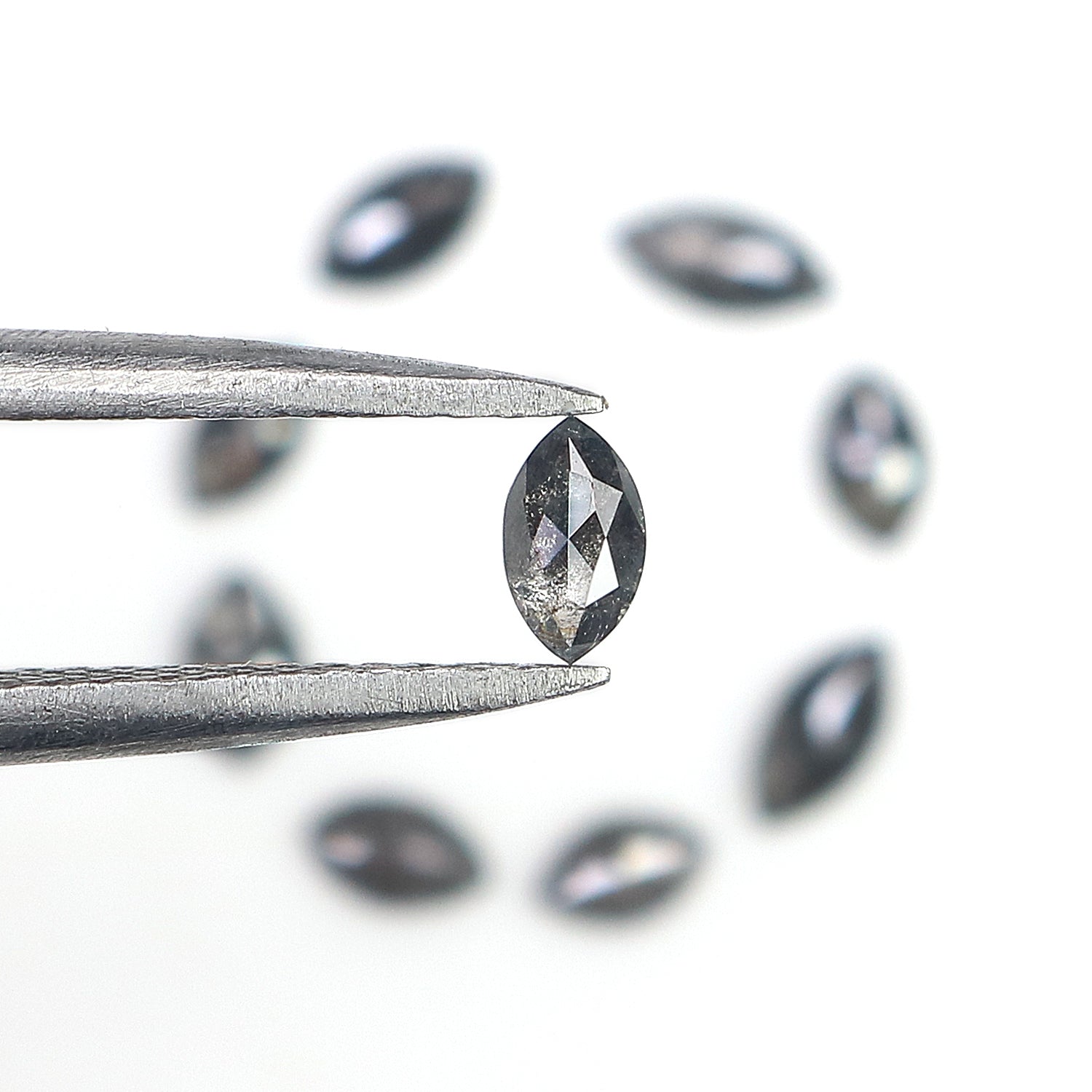 0.79 CT Natural Loose Marquise Shape Diamond Salt And Pepper Marquise Rose Cut Diamond 3.70 MM Black Grey Color Marquise Cut Diamond LQ2879