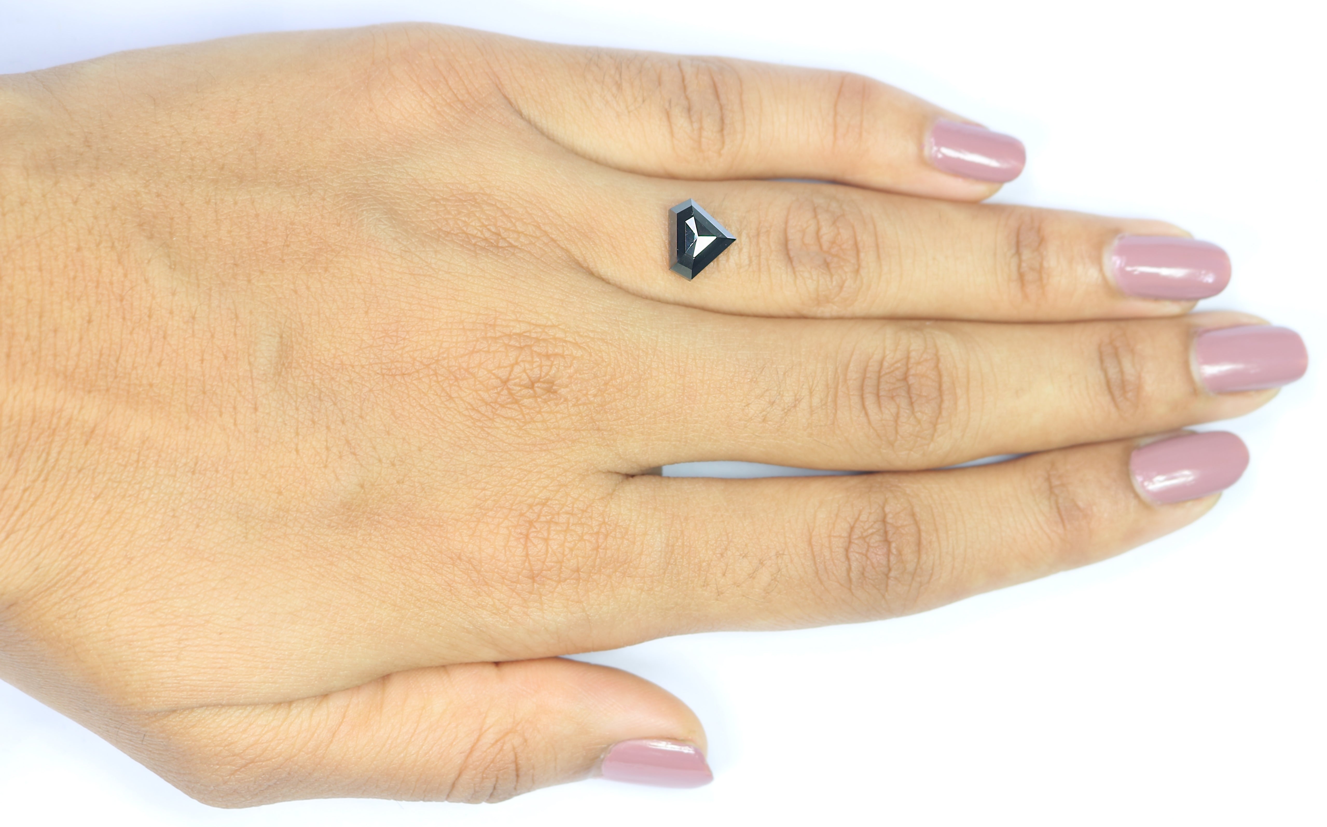 2.08 CT Natural Loose Shield Shape Diamond Black Color Shield Rose Cut Diamond 7.55 MM Natural Loose Shield Shape Black Color Diamond LQ9188