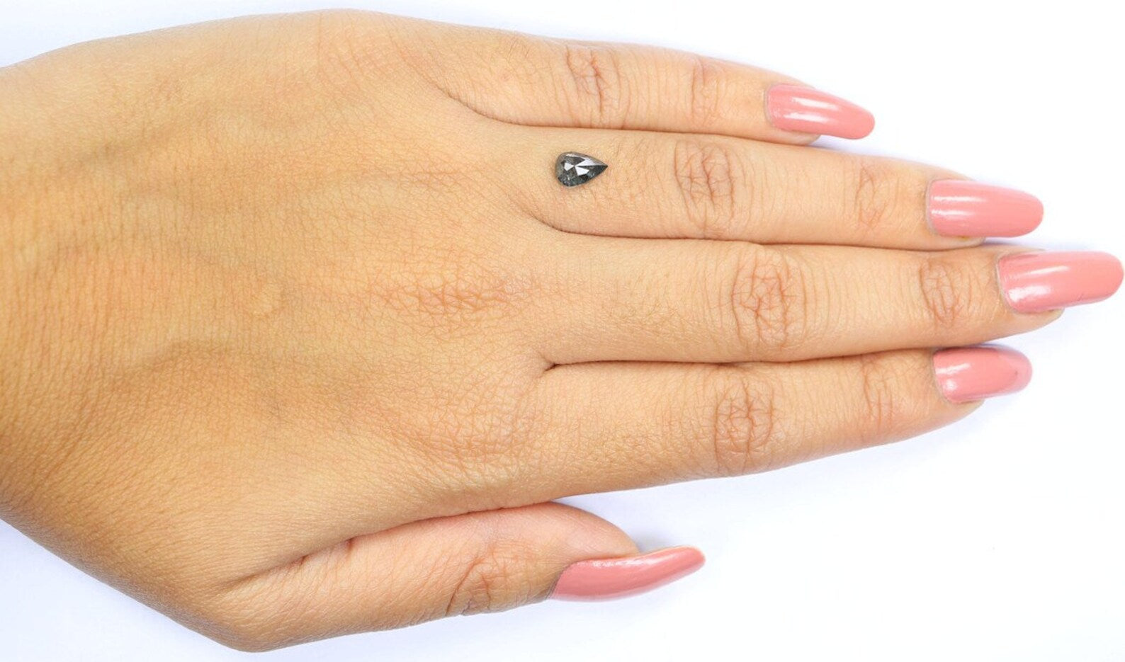 0.66 CT Natural Loose Pear Cut Diamond Salt And Pepper Diamond 6.95 MM Natural Loose Diamond Black Grey Color Pear Rose Cut Diamond NQ2094