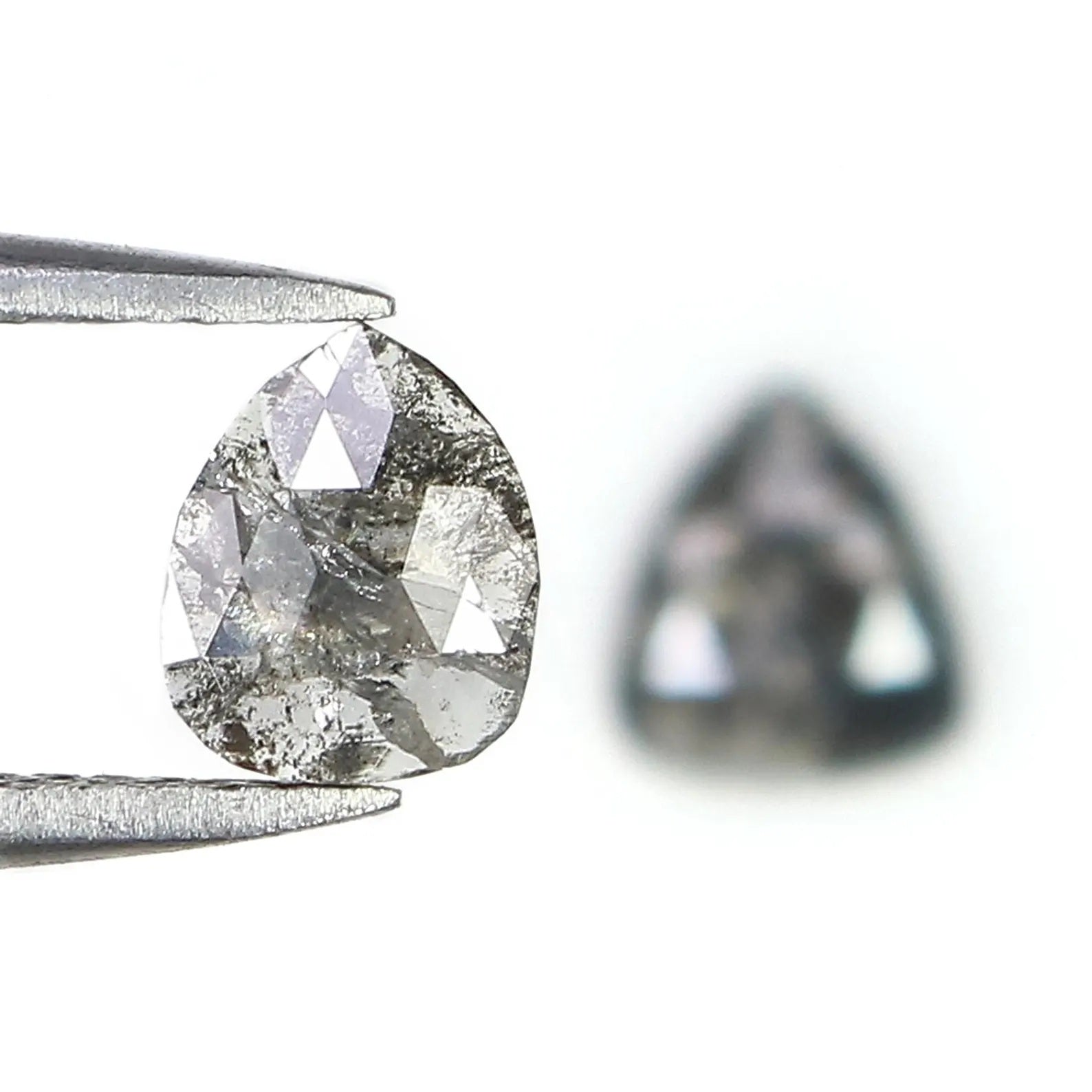 0.93 CT Natural Loose Pear Shape Pair Diamond Salt And Pepper Pear Diamond 6.30 MM Natural Black Gray Color Pear Rose Cut Diamond NQ8434