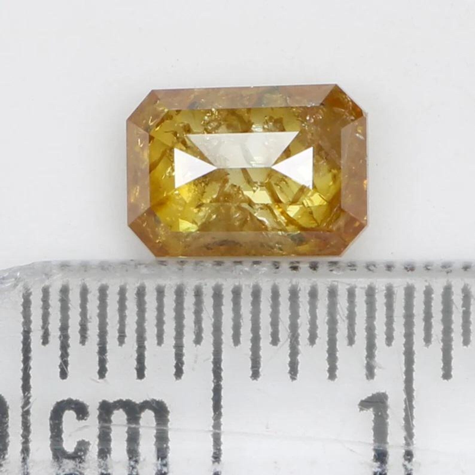 0.88 CT Natural Loose Emerald Shape Diamond Yellow Color Emerald Diamond 6.35 MM Natural Loose Yellow Color Emerald Rose Cut Diamond NQ1075