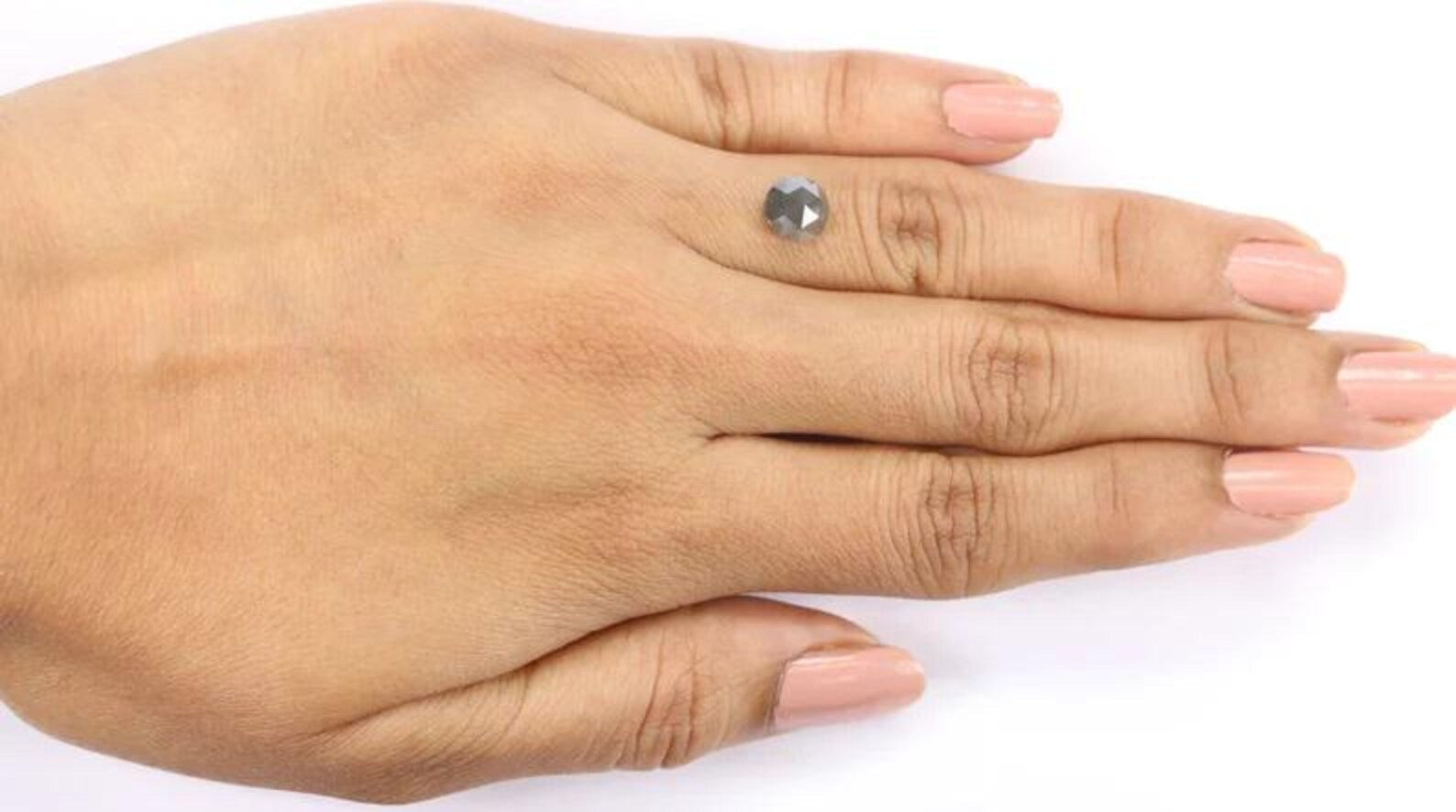 1.24 CT Natural Loose Round Shape Diamond Grey Color Round Cut Diamond 6.65 MM Natural Loose Green Color Round Rose Cut Diamond NQ8990