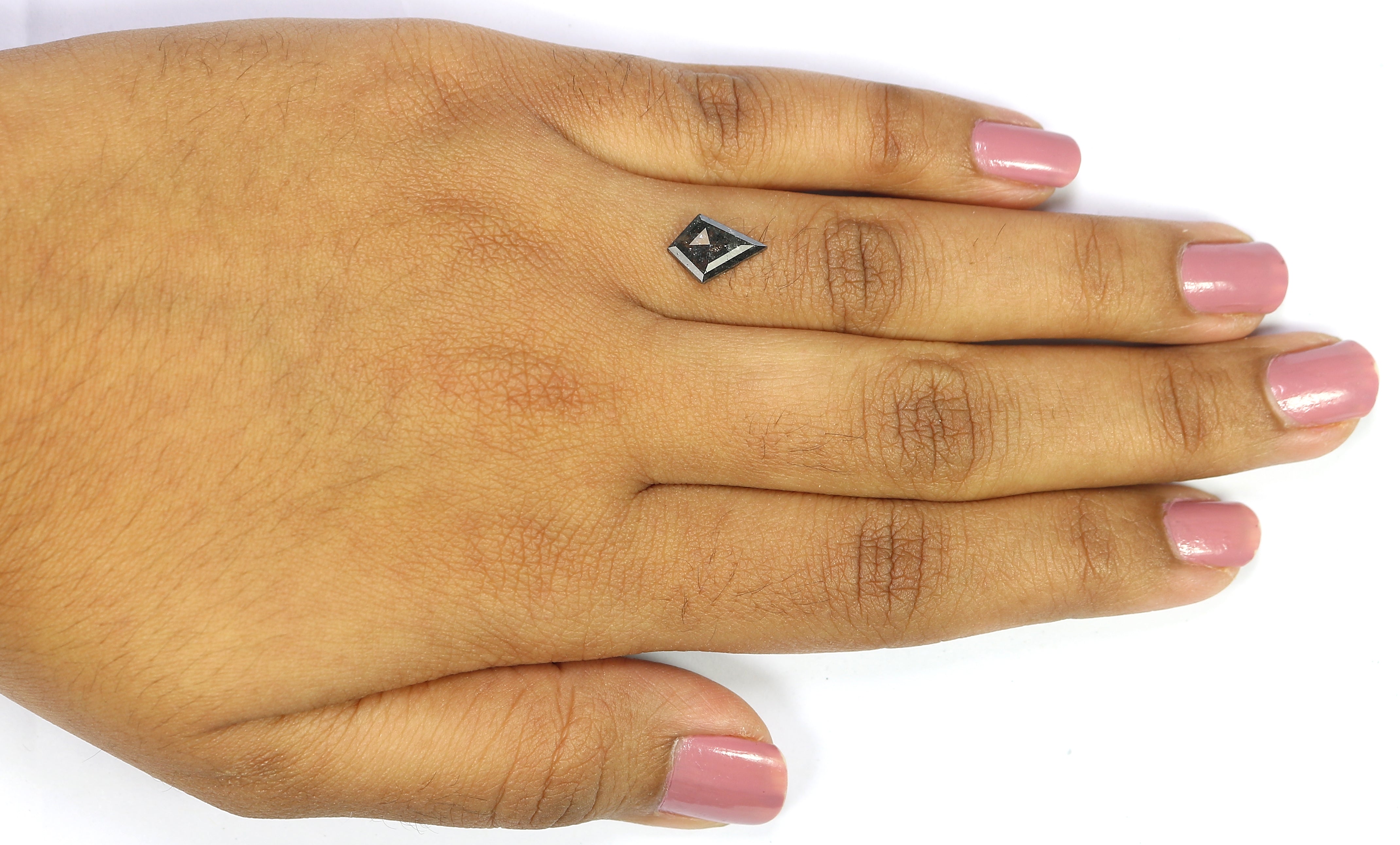 0.98 CT Natural Loose Kite Shape Diamond Salt And Pepper Kite Diamond 10.55 MM Natural Loose Black Grey Color Kite Rose Cut Diamond L3408