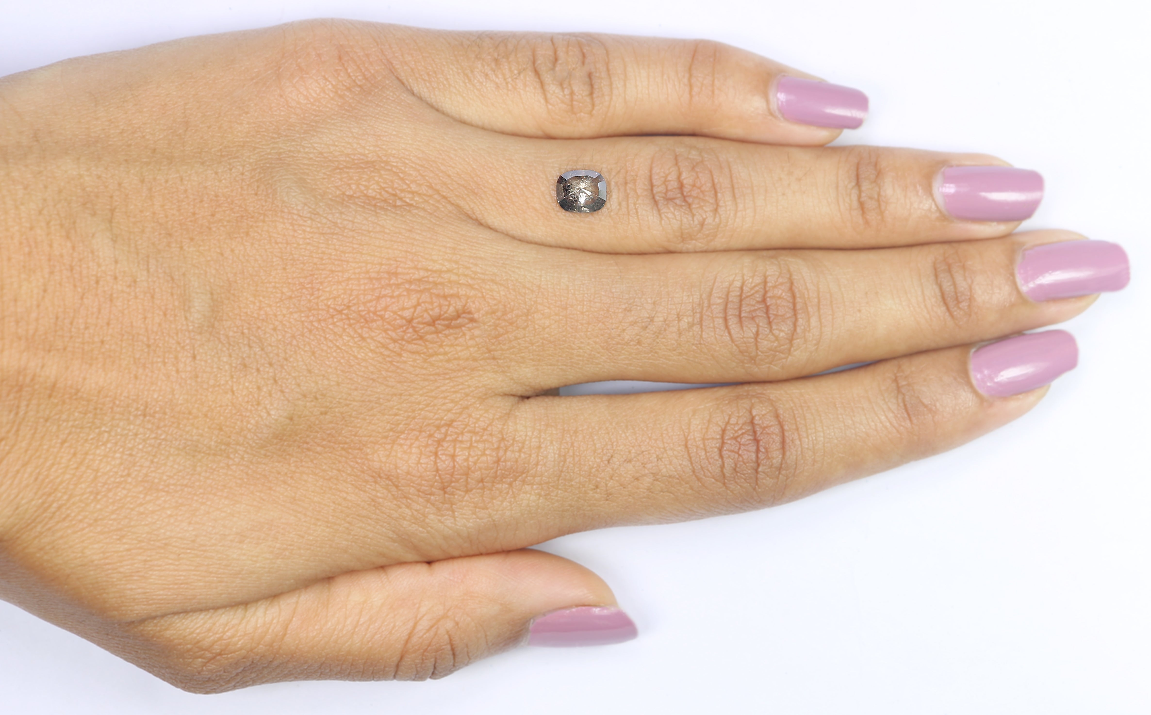 0.74 CT Natural Loose Cushion Shape Diamond Salt And Pepper Cushion Cut Diamond 6.40 MM Natural Black Grey Cushion Rose Cut Diamond LQ1784