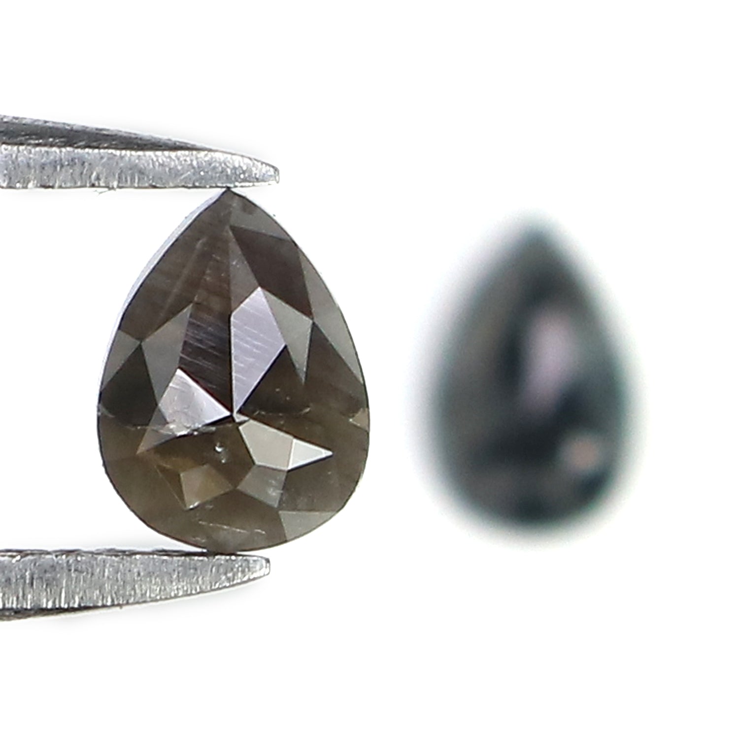 0.73 CT Natural Loose Pear Cut Pair Diamond Salt And Pepper Pear Shape Diamond 5.65 MM Natural Black Grey Color Pear Rose Cut Diamond KQ2386