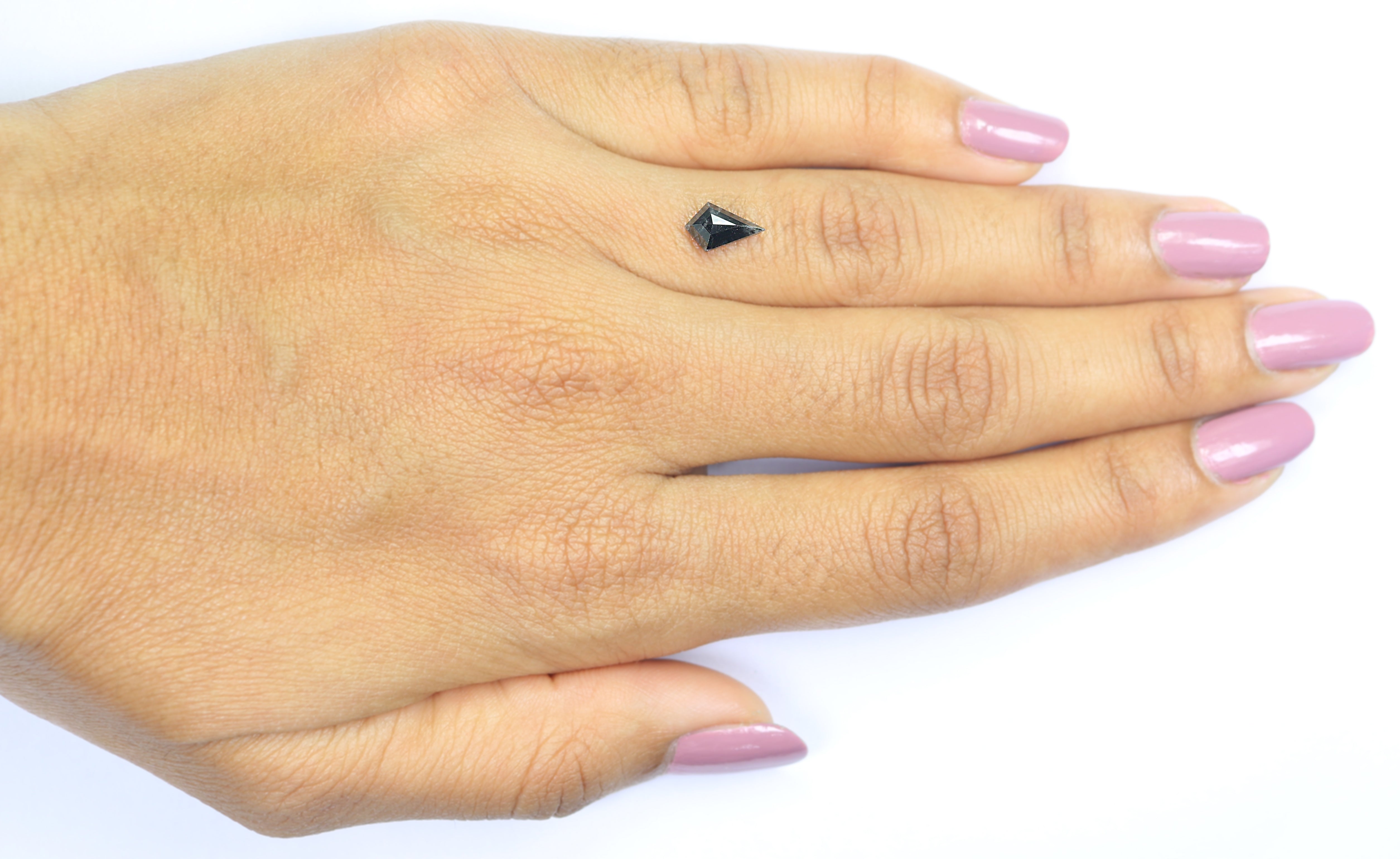 0.86 CT Natural Loose Kite Shape Diamond Salt And Pepper Kite Diamond 8.65 MM Natural Loose Black Grey Color Kite Rose Cut Diamond L3433