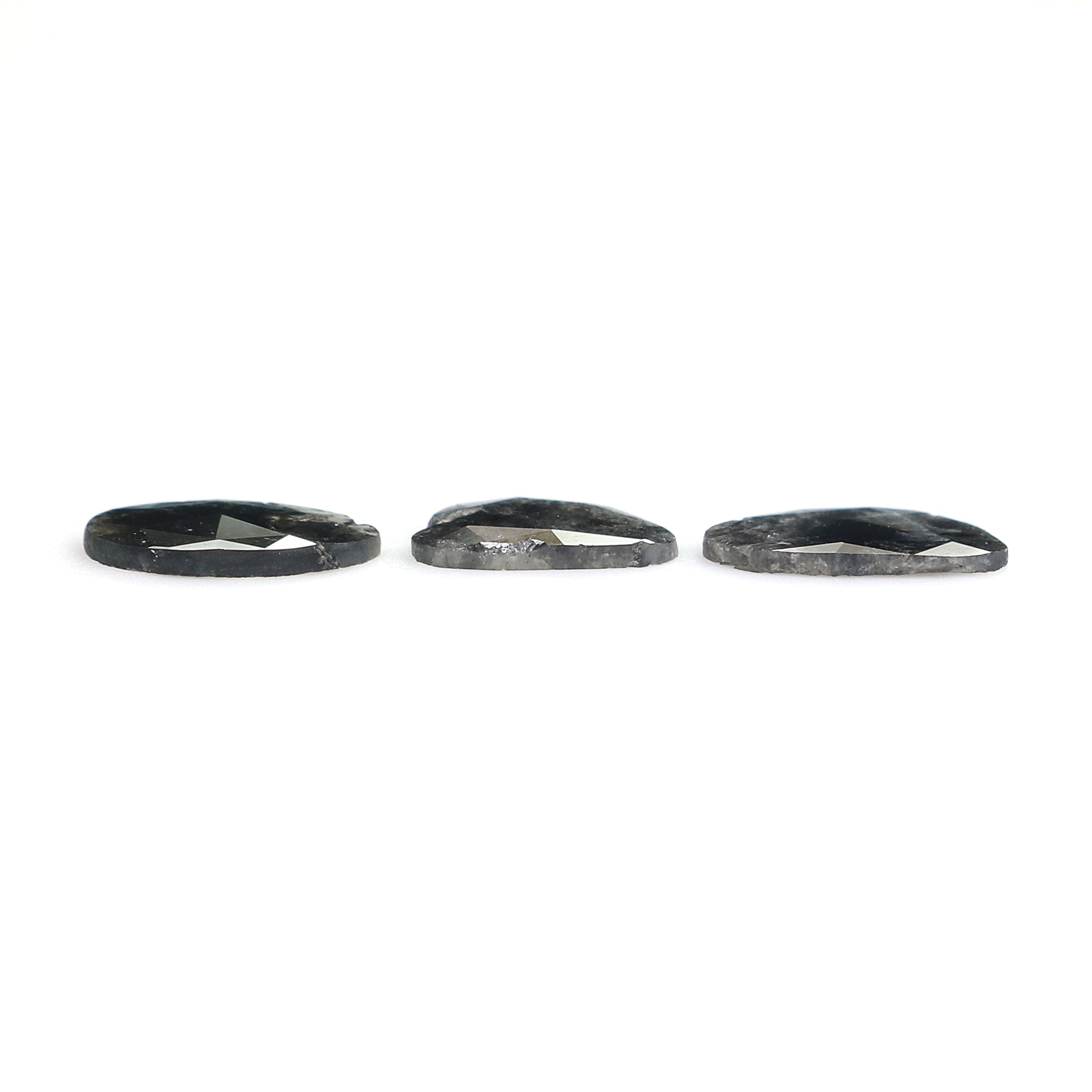 1.04 CT Natural Loose Slice Shape Diamond Salt And Pepper Slice Uncut Diamond 7.55 MM Natural Black Grey Diamond Irregular Cut Diamond L3544