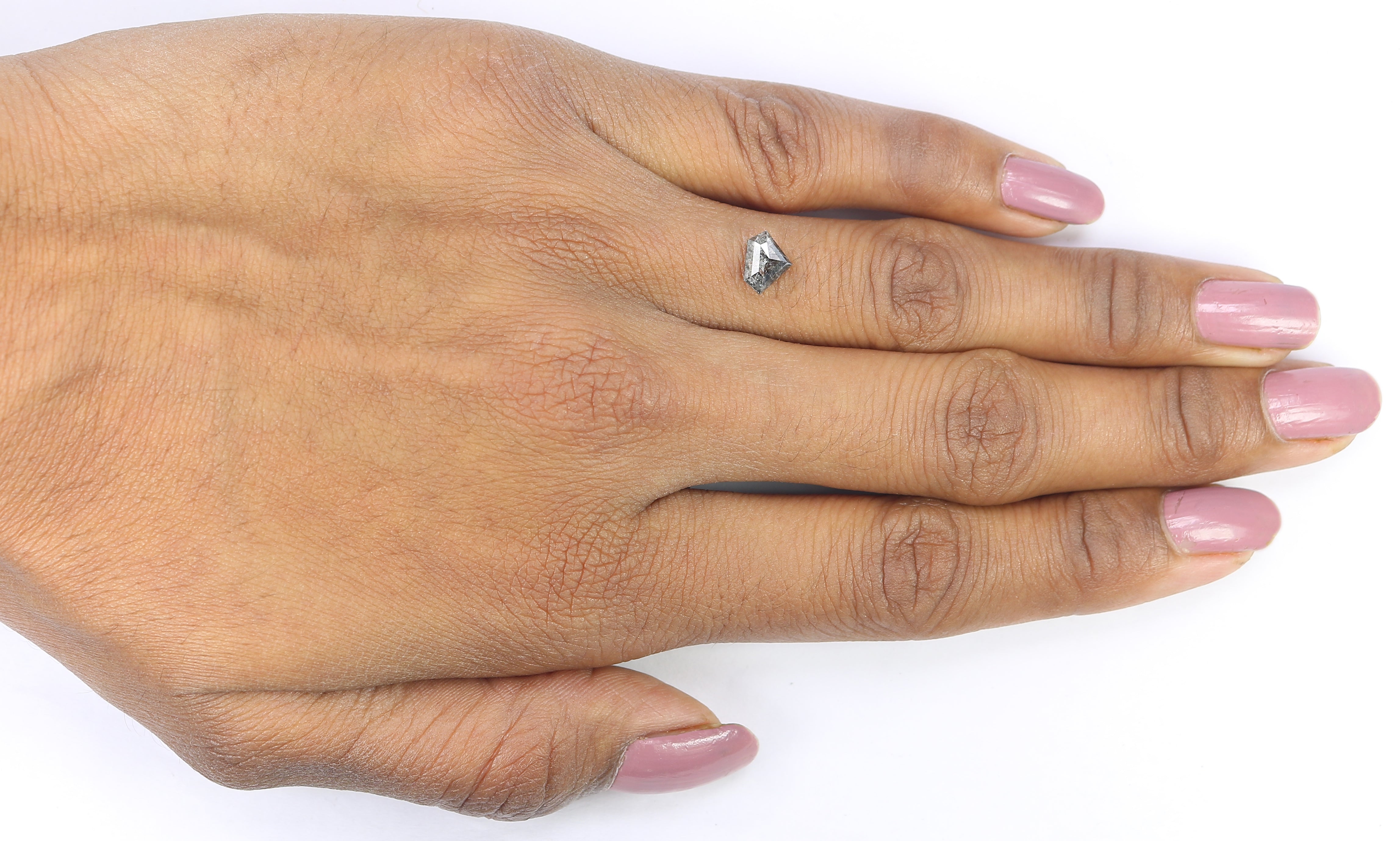 0.75 Ct Natural Loose Shield Shape Diamond Salt And Pepper Shield Cut Diamond 5.30 MM Black Gray Color Shield Shape Rose Cut Diamond QL9852