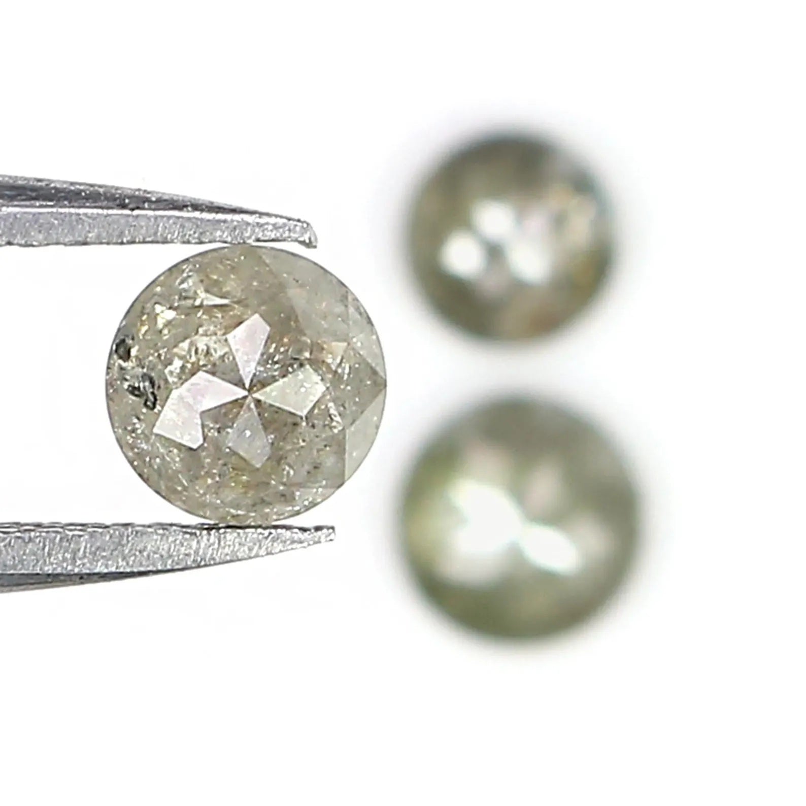 1.46 CT Natural Loose Round Shape Diamond Gray Color Round Diamond 4.60 MM Natural Loose Diamond Yellow Color Round Rose Cut Diamond NQ456