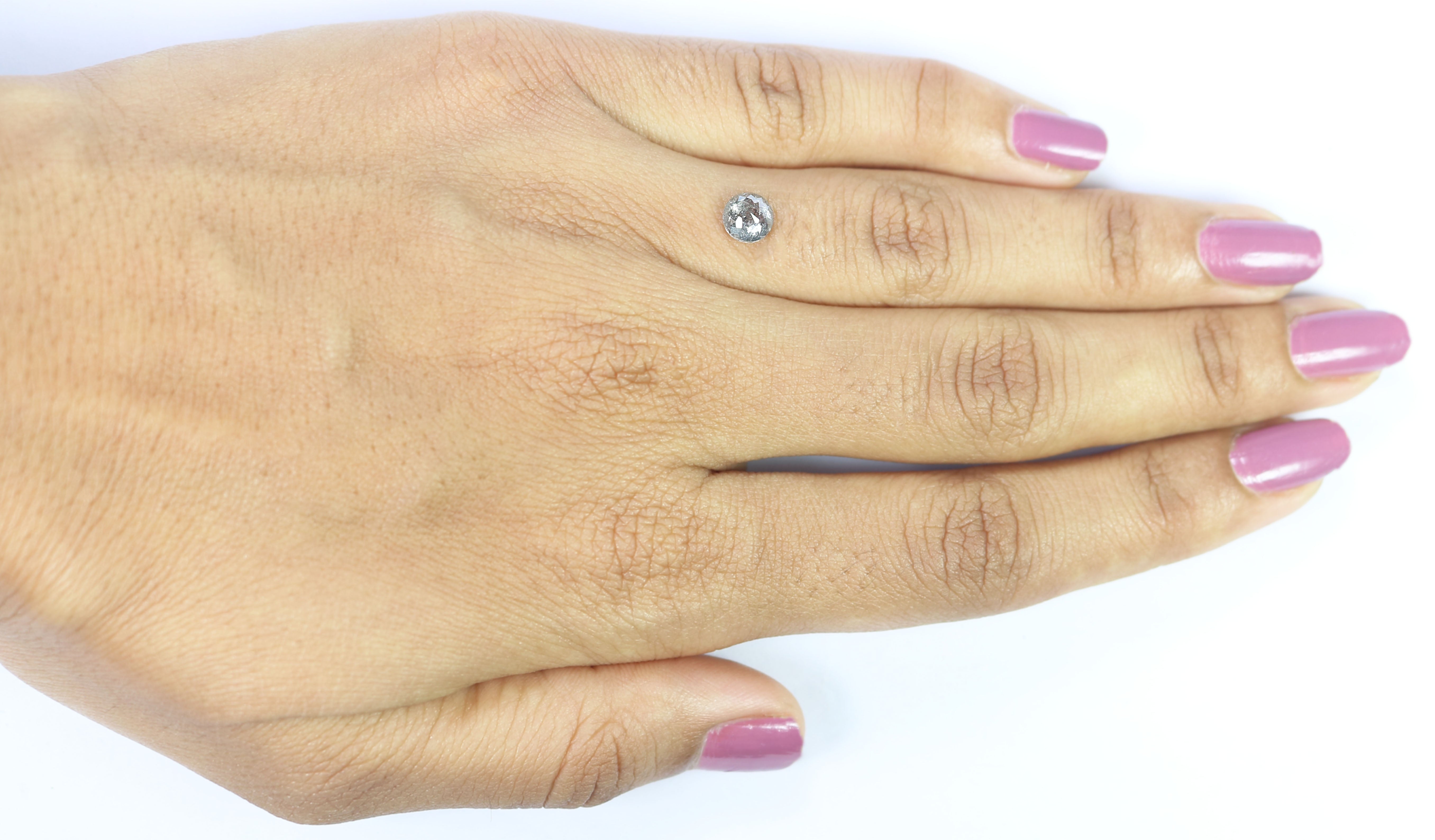 0.78 CT Natural Loose Round Rose Cut Diamond Salt And Pepper Round Shape Diamond 5.55 MM Natural Black Grey Round Rose Cut Diamond LQ2394