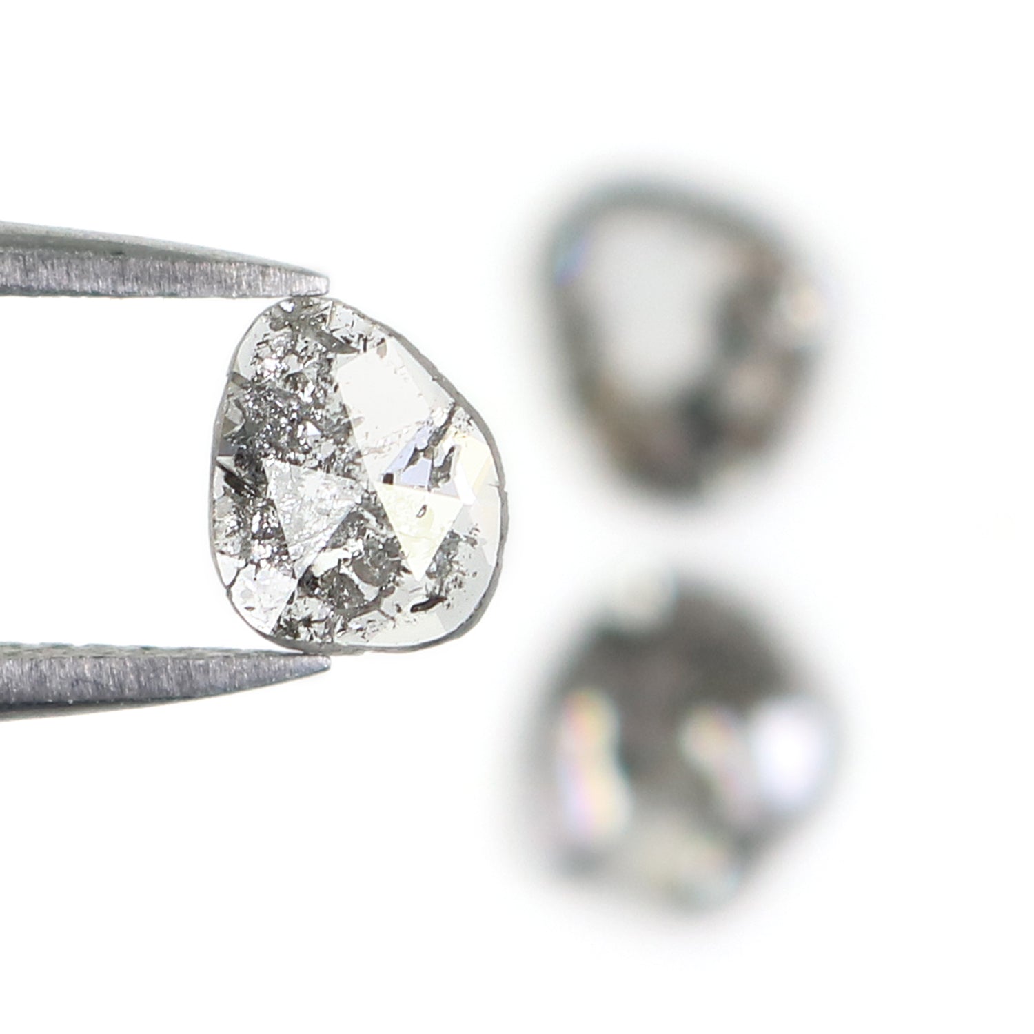 1.02 CT Natural Loose Slice Shape Diamond Salt And Pepper Slice Uncut Diamond 6.80 MM Natural Black Grey Diamond Irregular Cut Diamond L3560