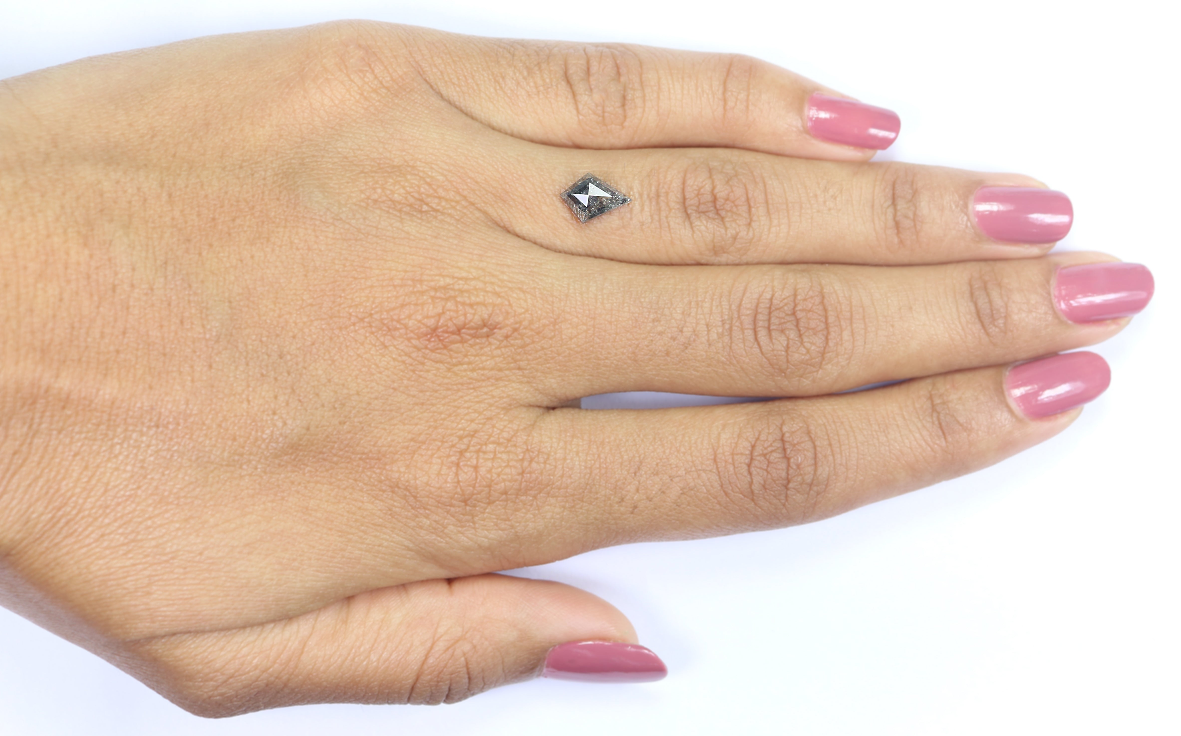 0.89 CT Natural Loose Kite Shape Diamond Salt And Pepper Kite Cut Diamond 9.10 MM Natural Loose Black Grey Color Kite Rose Cut Diamond L3434