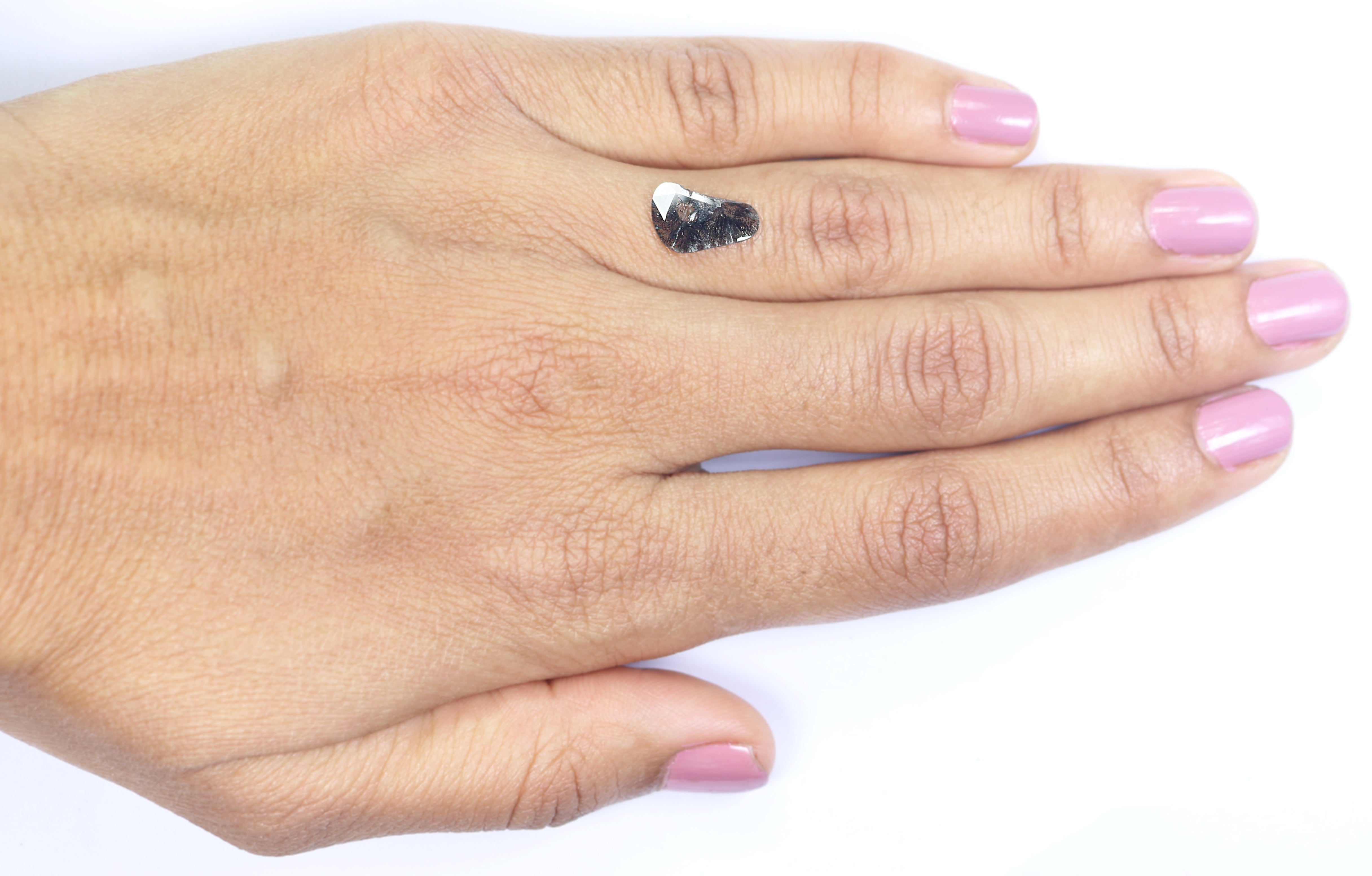 0.78 CT Natural Loose Slice Shape Diamond Salt And Pepper Slice Cut Diamond 11.65 MM Natural Black Grey Diamond Irregular Cut Diamond N2617