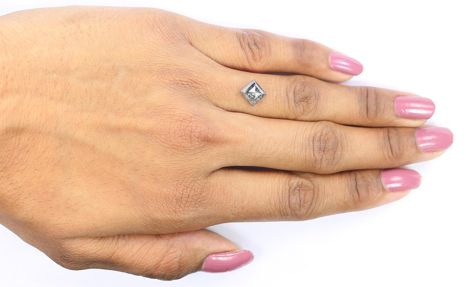 1.49 CT Natural Loose Diamond Kite Shape Diamond Salt And Pepper Diamond 8.85 MM Natural Loose Black Grey Kite Rose Cut Diamond QN863