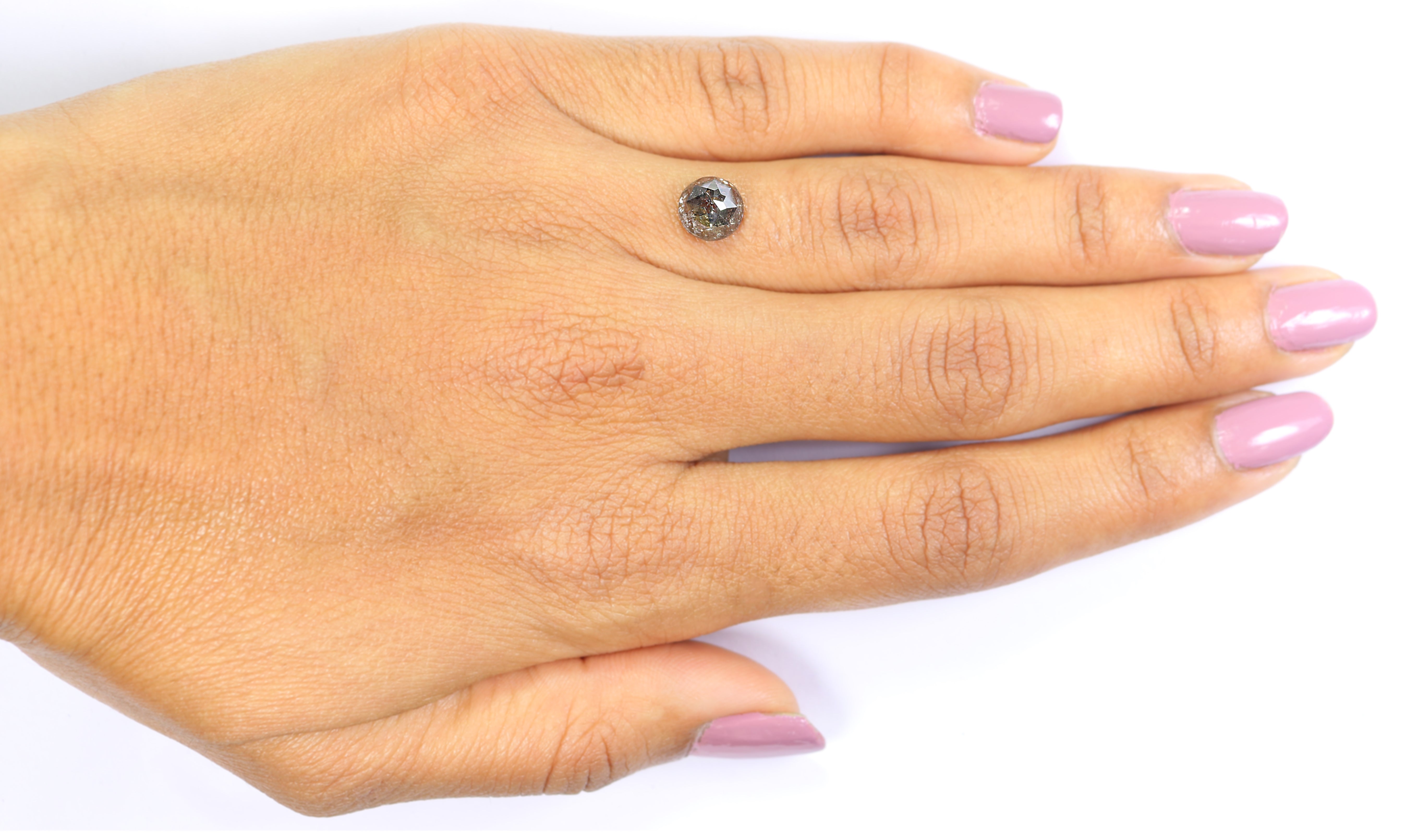 2.00 Ct Natural Loose Round Rose Cut Diamond Black Grey Color Rose Cut Diamond 7.20 MM Natural Loose Salt And Pepper Rose Cut Diamond QL674