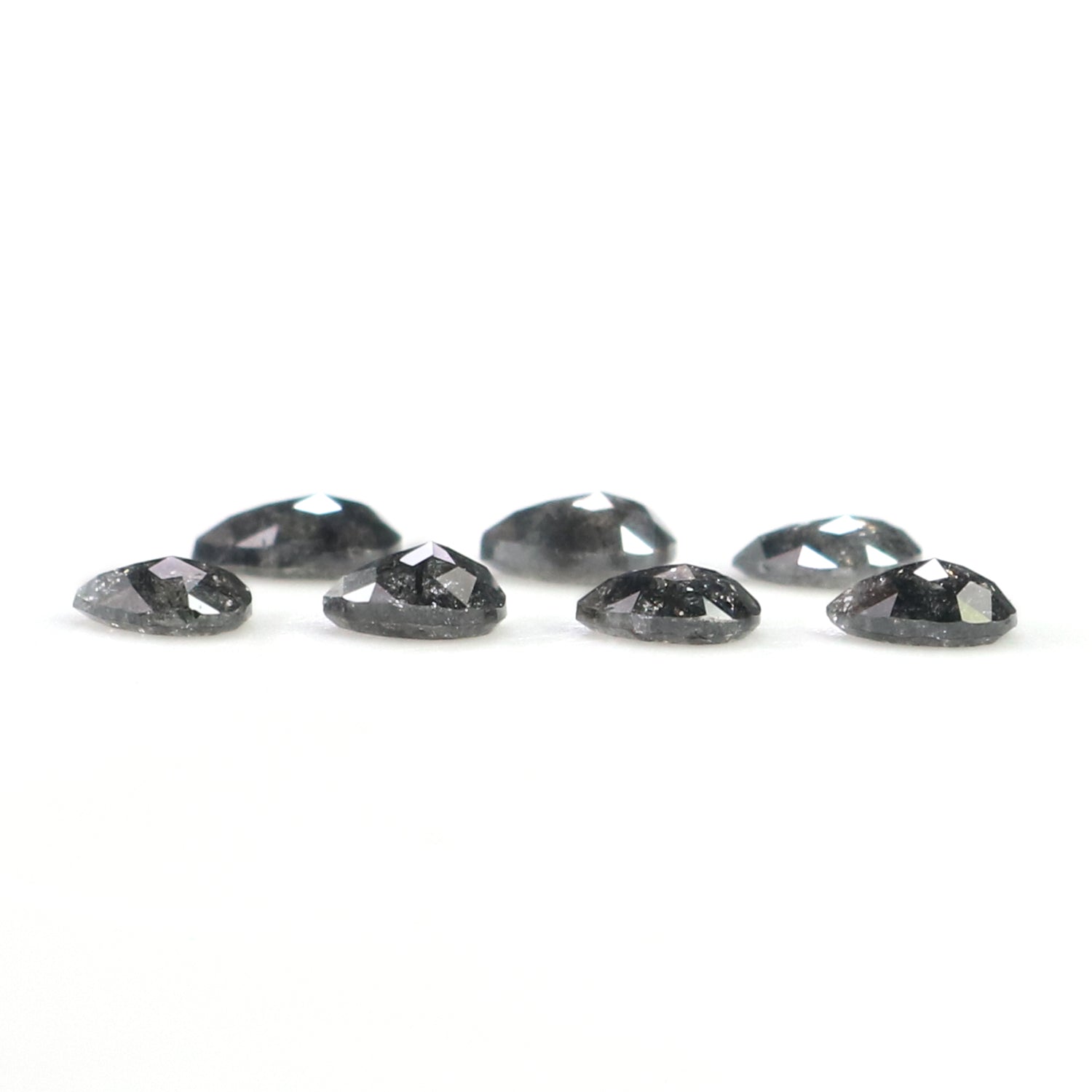 1.06 CT Natural Loose Pear Shape Diamond Salt And Pepper Pear Cut Diamond 3.85 MM Natural Black Grey Color Pear Shape Rose Cut Diamond L1280