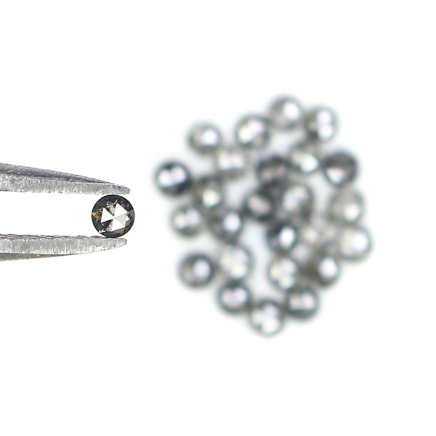 1.19 Ct Natural Loose Round Rose Cut Diamond Salt And Pepper Round Diamond 2.10 MM Natural Black Grey Color Round Rose Cut Diamond KQ2429