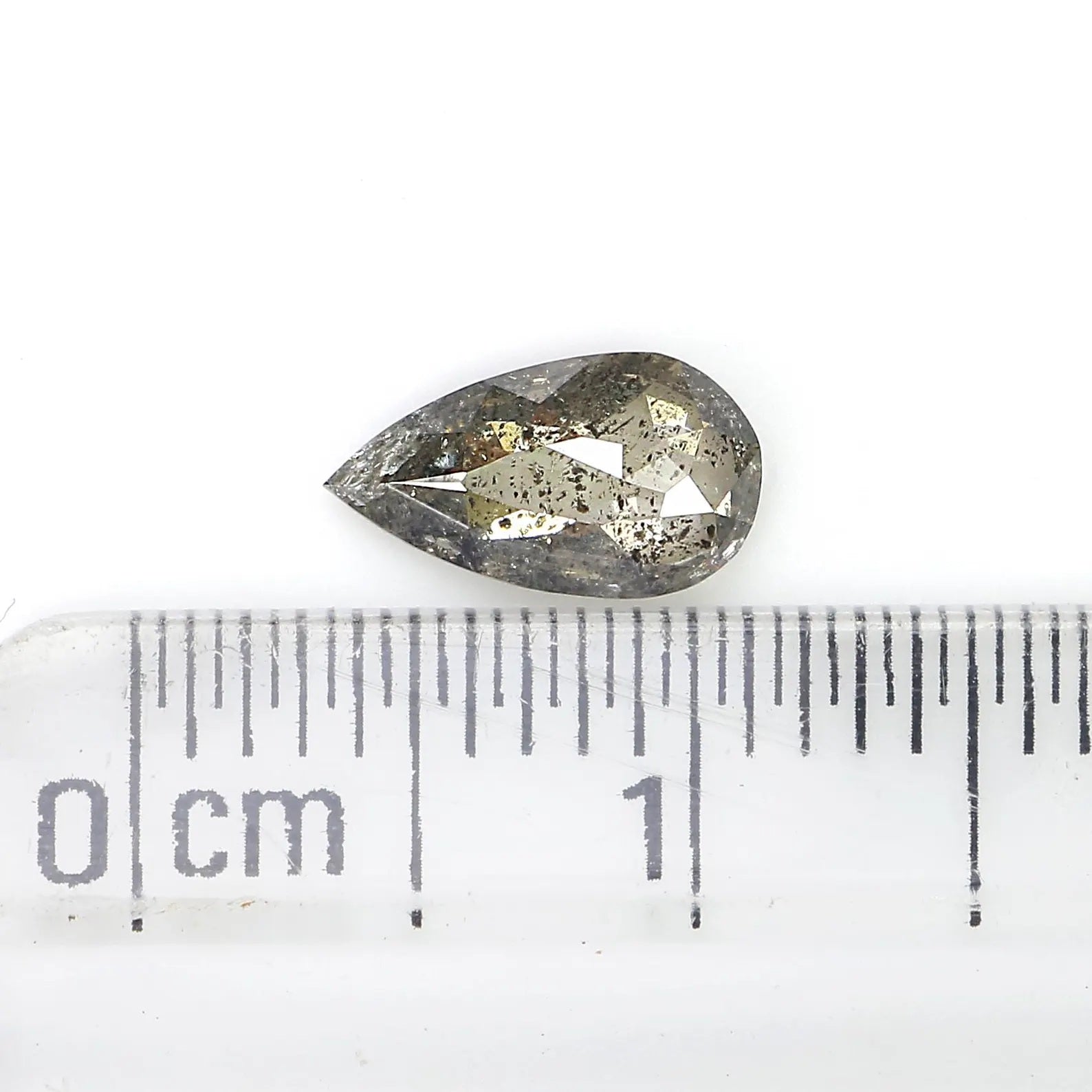 0.59 CT Natural Loose Pear Shape Diamond Salt And Pepper Pear Diamond 7.85 MM Natural Diamond Black Grey Color Pear Rose Cut Diamond QN138
