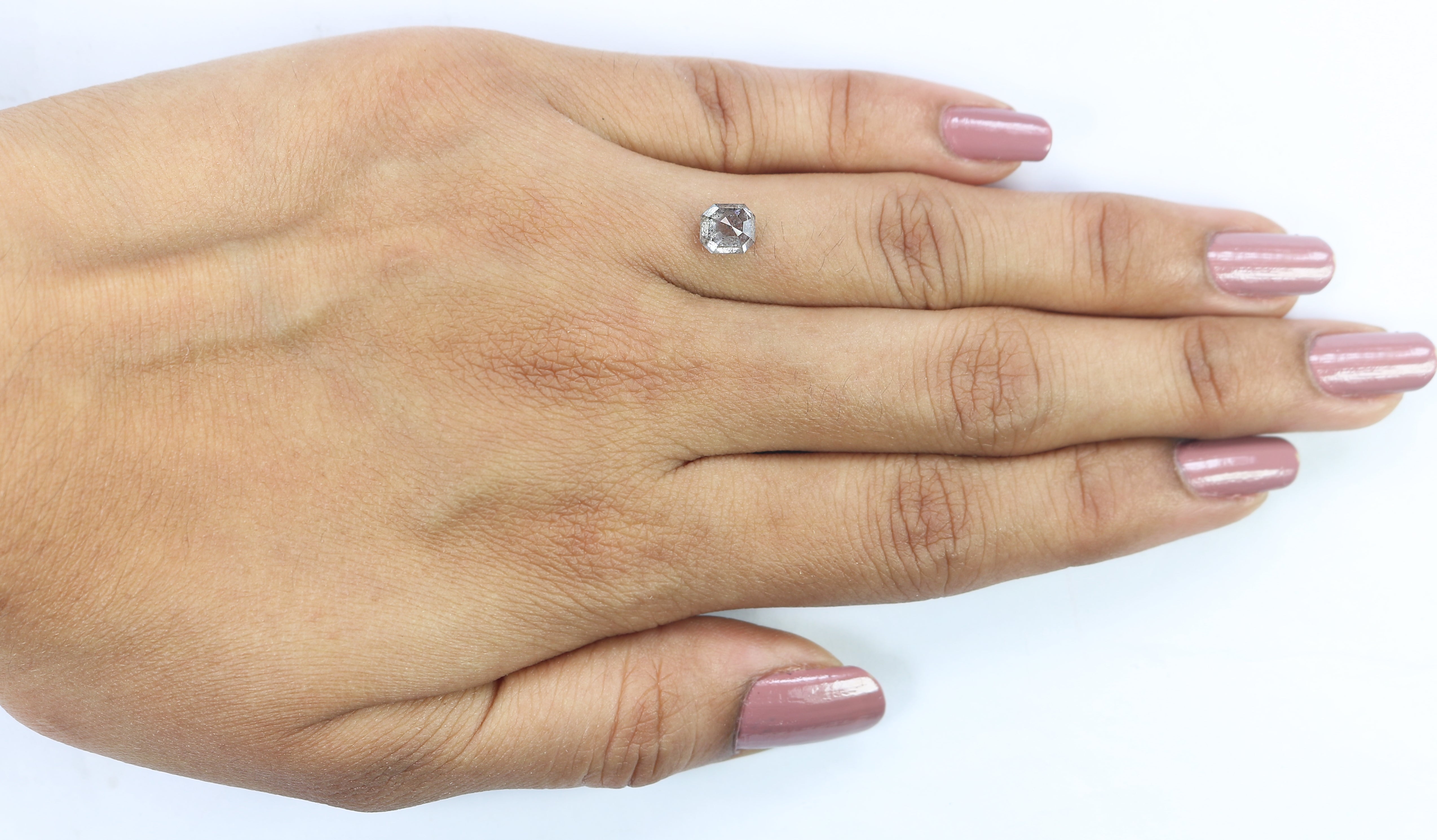 1.05 Ct Natural Loose Emerald Shape Diamond Salt And Pepper Diamond 5.60 MM Natural Diamond Black Grey Color Emerald Rose Cut Diamond QL3062