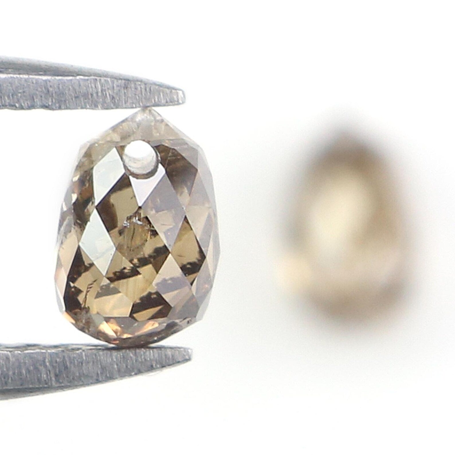 0.88 CT Natural Loose Drop Shape Pair Diamond Brown Color Briolette Diamond 4.65 MM Natural Brown Color Diamond Drop Rose Cut Diamond NQ721