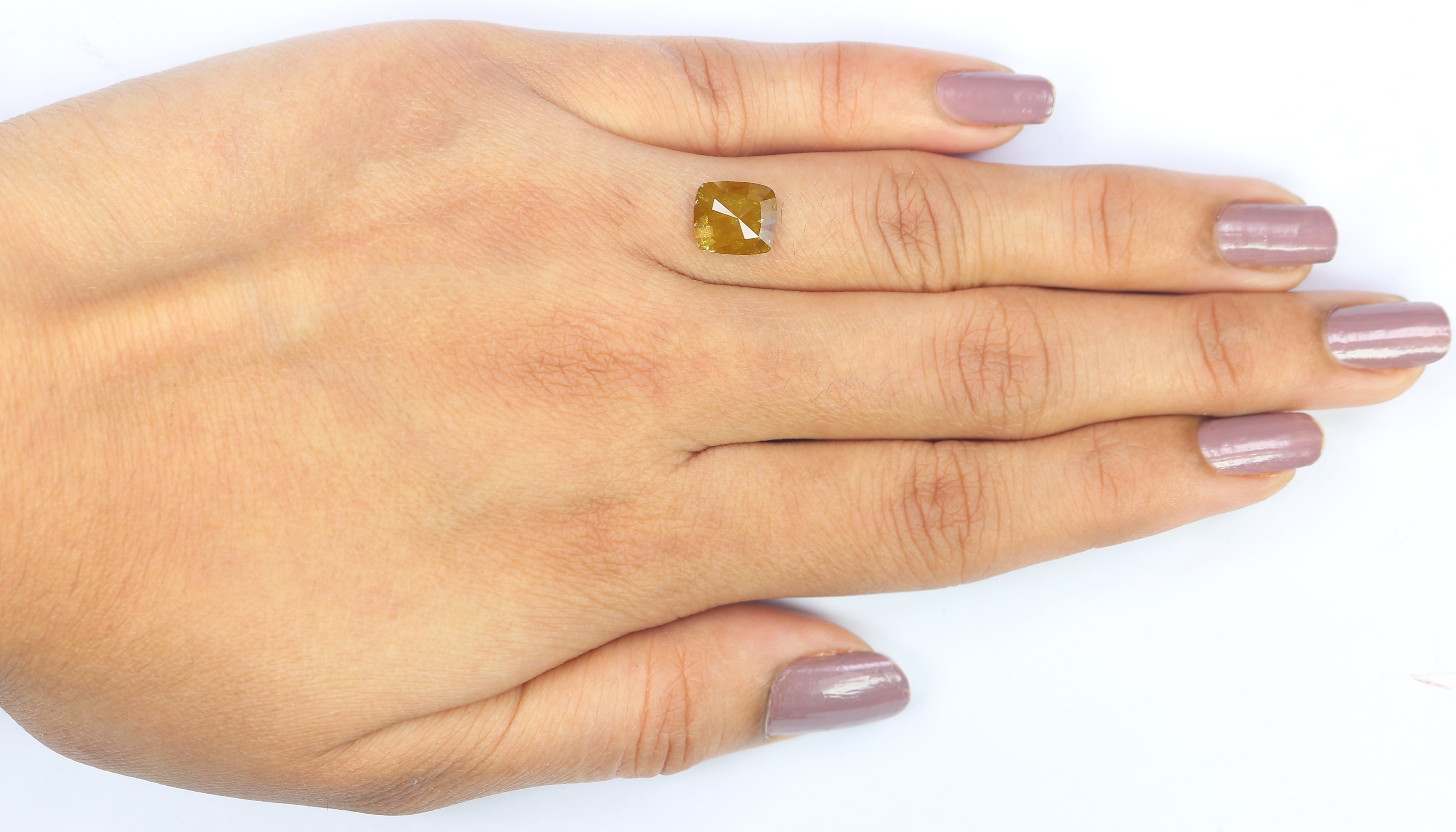 1.80 CT Natural Loose Cushion Shape Diamond Yellow Color Cushion Cut Diamond 8.50 MM Natural Yellow Diamond Cushion Rose Cut Diamond LQ4462