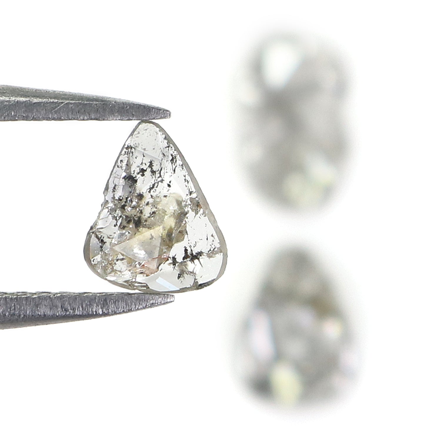 1.08 Ct Natural Loose Slice Shape Diamond Salt And Pepper Slice Cut Diamond 6.25 MM Natural Black Grey Diamond Irregular Cut Diamond LQ1479