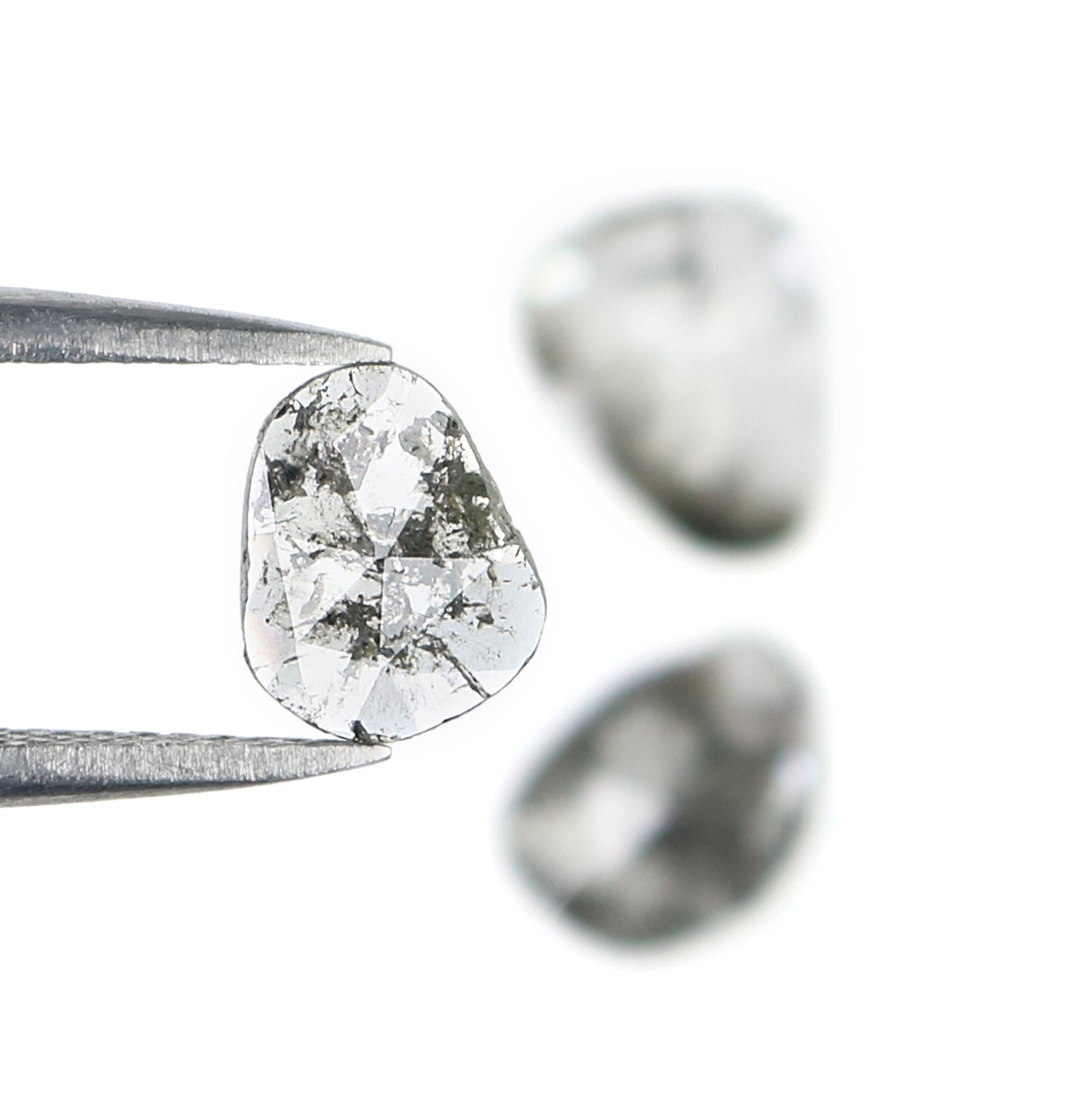 0.98 CT Natural Loose Slice Shape Diamond Salt And Pepper Slice Uncut Diamond 8.10 MM Natural Black Grey Diamond Irregular Cut Diamond L3616
