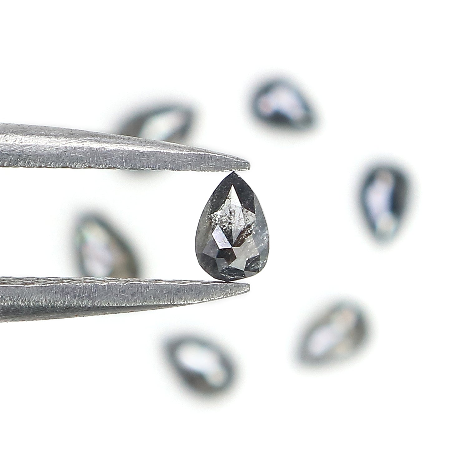 0.64 CT Natural Loose Pear Shape Diamond Salt And Pepper Pear Diamond 4.05 MM Natural Loose Black Grey Color Pear Rose Cut Diamond LQ2762
